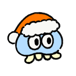 クリスマスでうきうきのクラゲのイラスト | ゆるくてかわいい無料