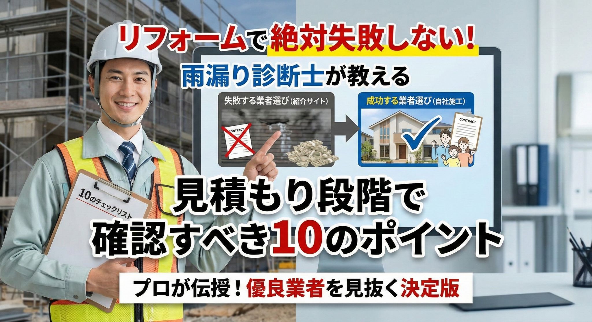 リフォームで絶対失敗しない！雨漏り診断士が教える見積もり段階で確認