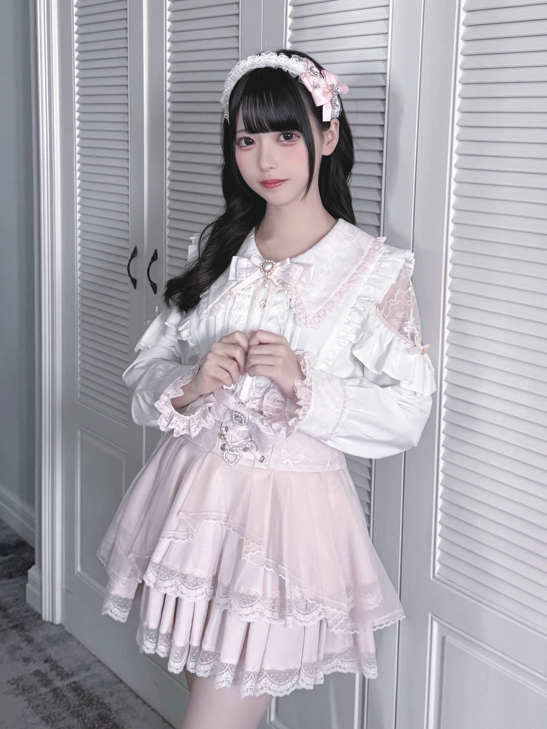 Jirai Kei Long Sleeve Blouse, Lace Open-Shoulder – Honey Wardrobe