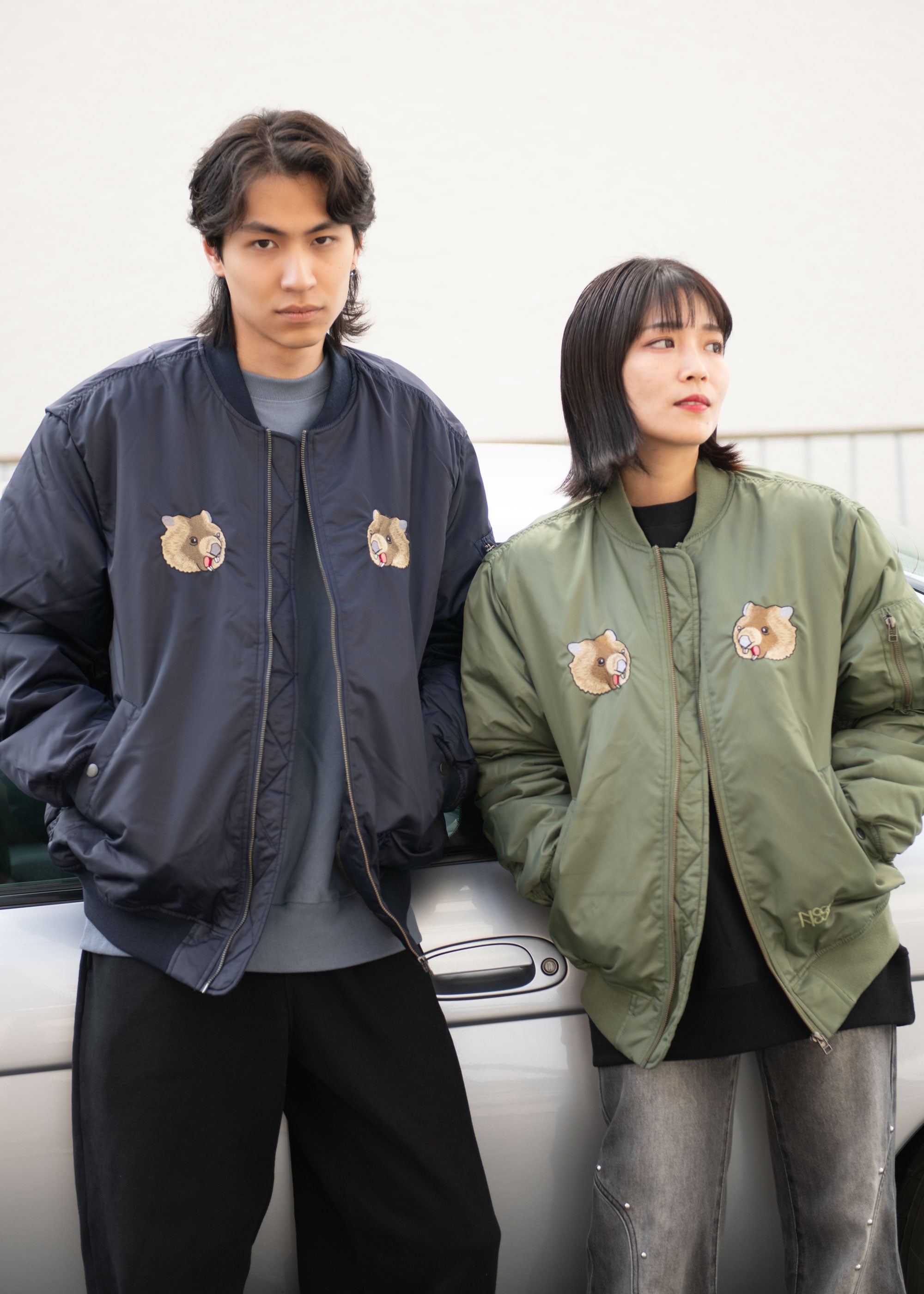 CUTIE WOMBAT ウォンバット 大型 刺繍 MA-1 中綿ジャケット Nook Nook