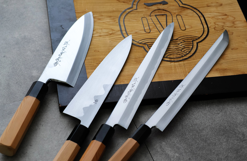 堺一文字光秀 白一鋼 紋鍛錬 先丸蛸引包丁