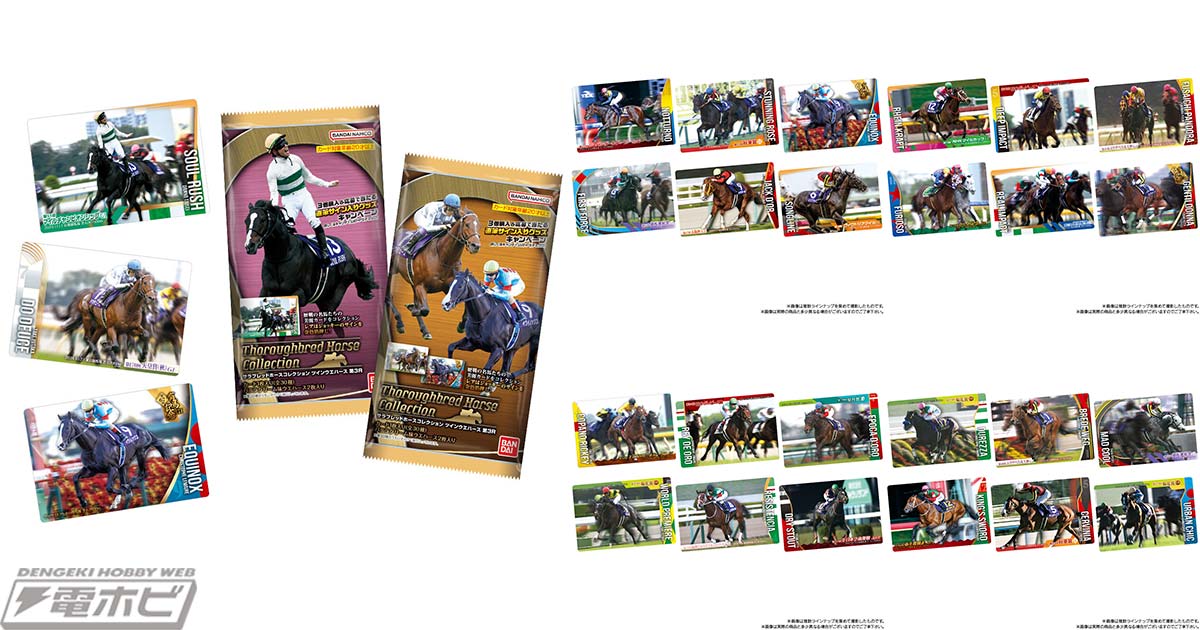 歴戦の名馬たちのカードを収録した食玩「サラブレッドホース