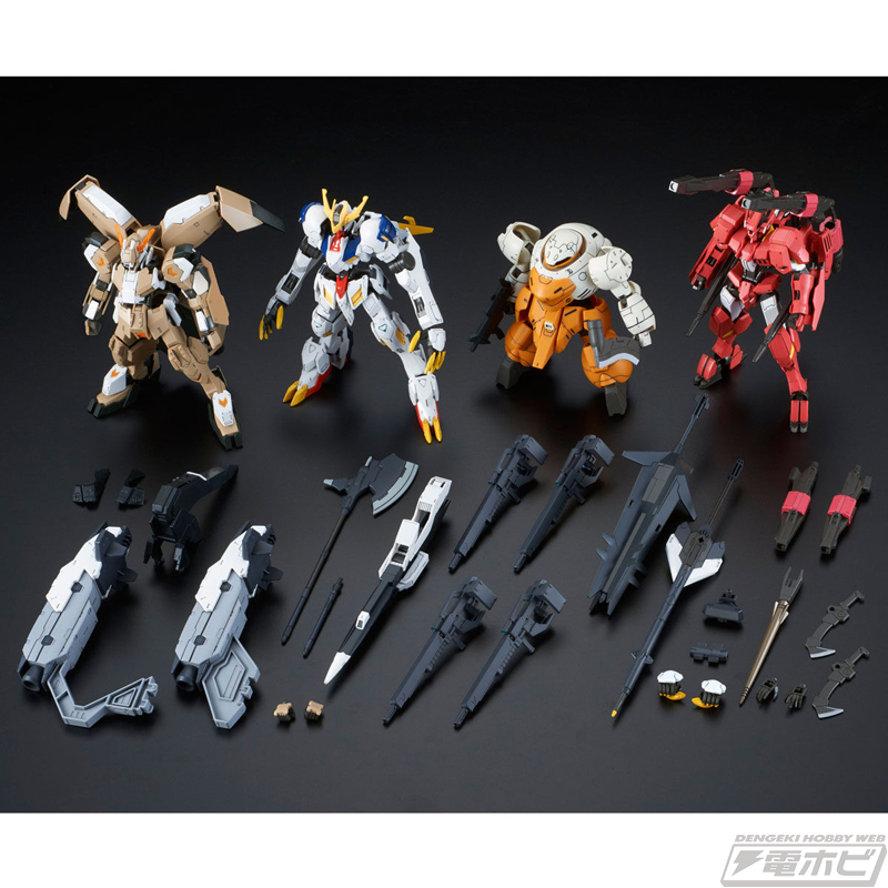 鉄華団所属のガンダム・フレームMS3機とランドマン・ロディ1機がセット