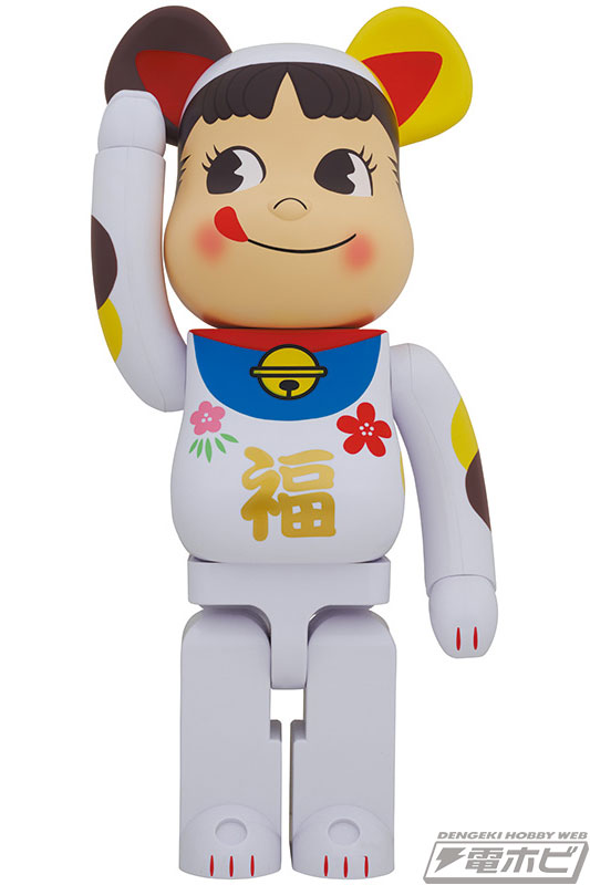 不二家の招き猫ペコちゃんBE@RBRICKの新作！100％＆400％の2サイズ