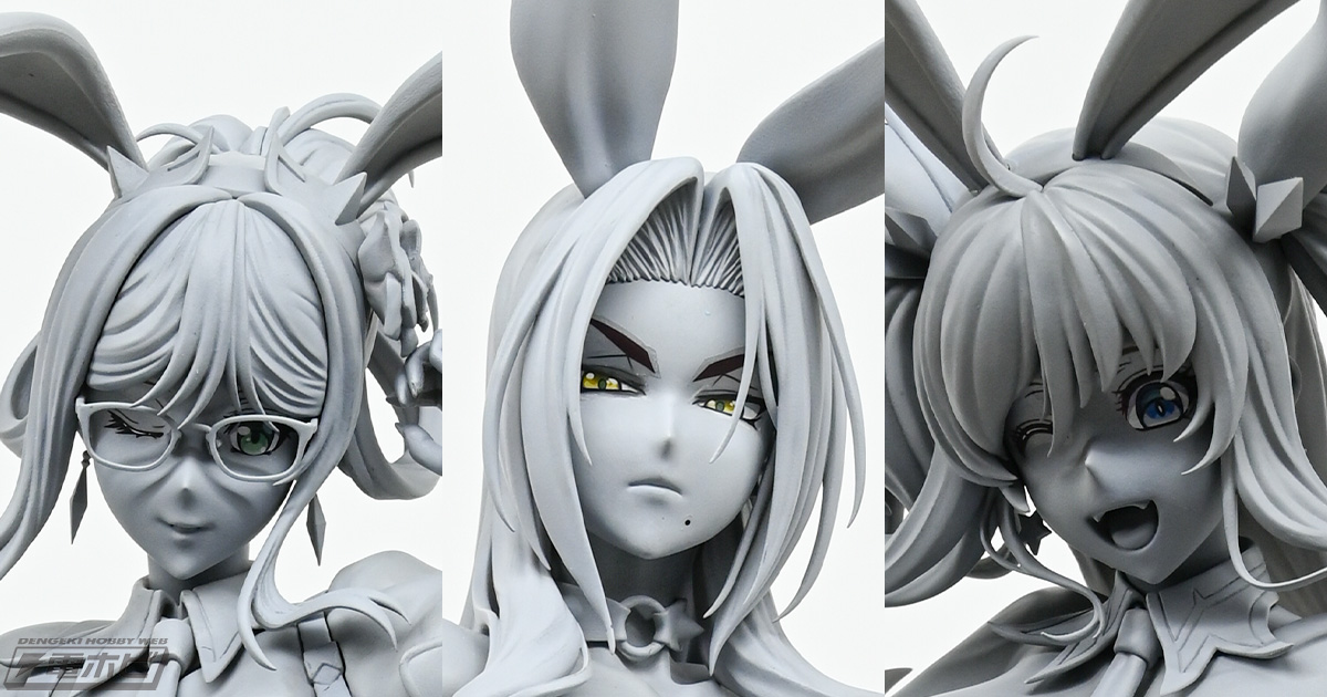 対魔忍』シリーズより、バニー姿のイングリッド、鬼崎きらら、高坂静流