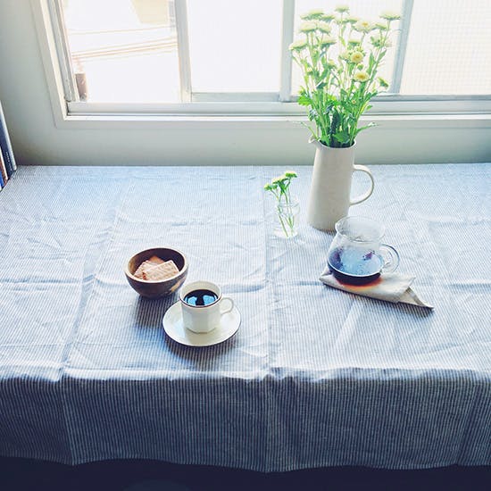 未使用品！fog linen work テーブルクロスL グレーストライプ fog