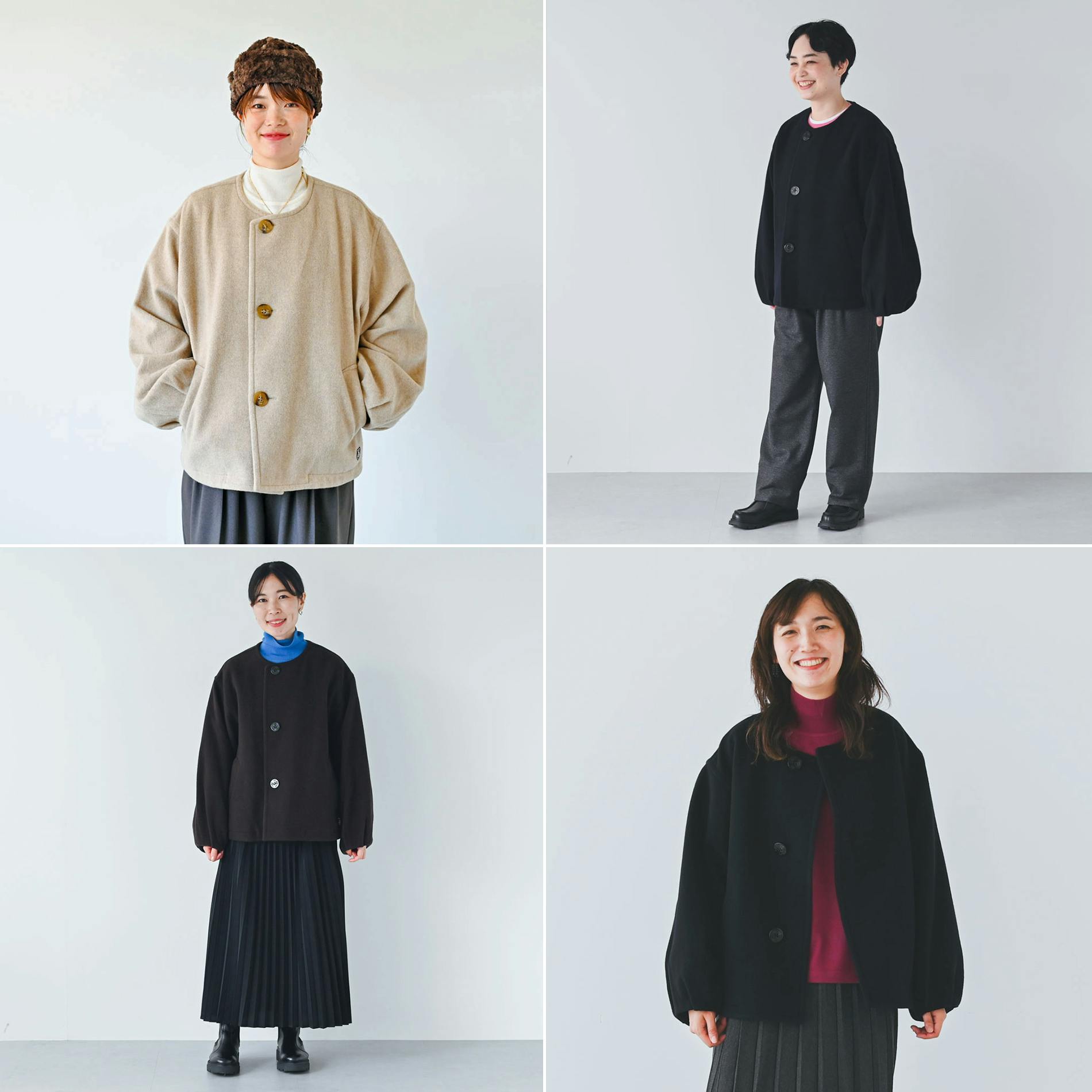 着用レビュー】ORCIVALのショートコートを、身長の異なる4人のスタッフ