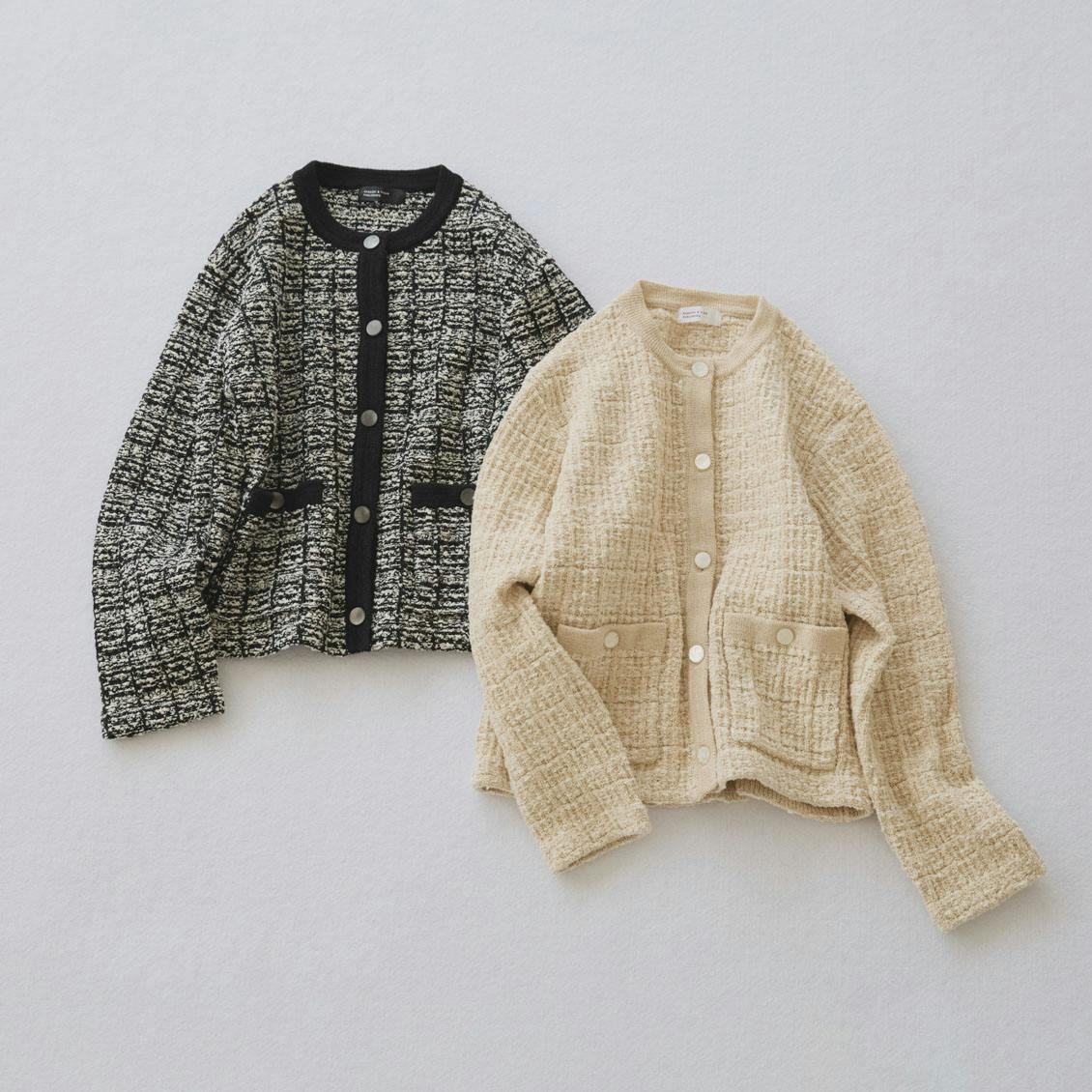 カジュアルも、きちんとも」ツイード柄のニットジャケット - 北欧