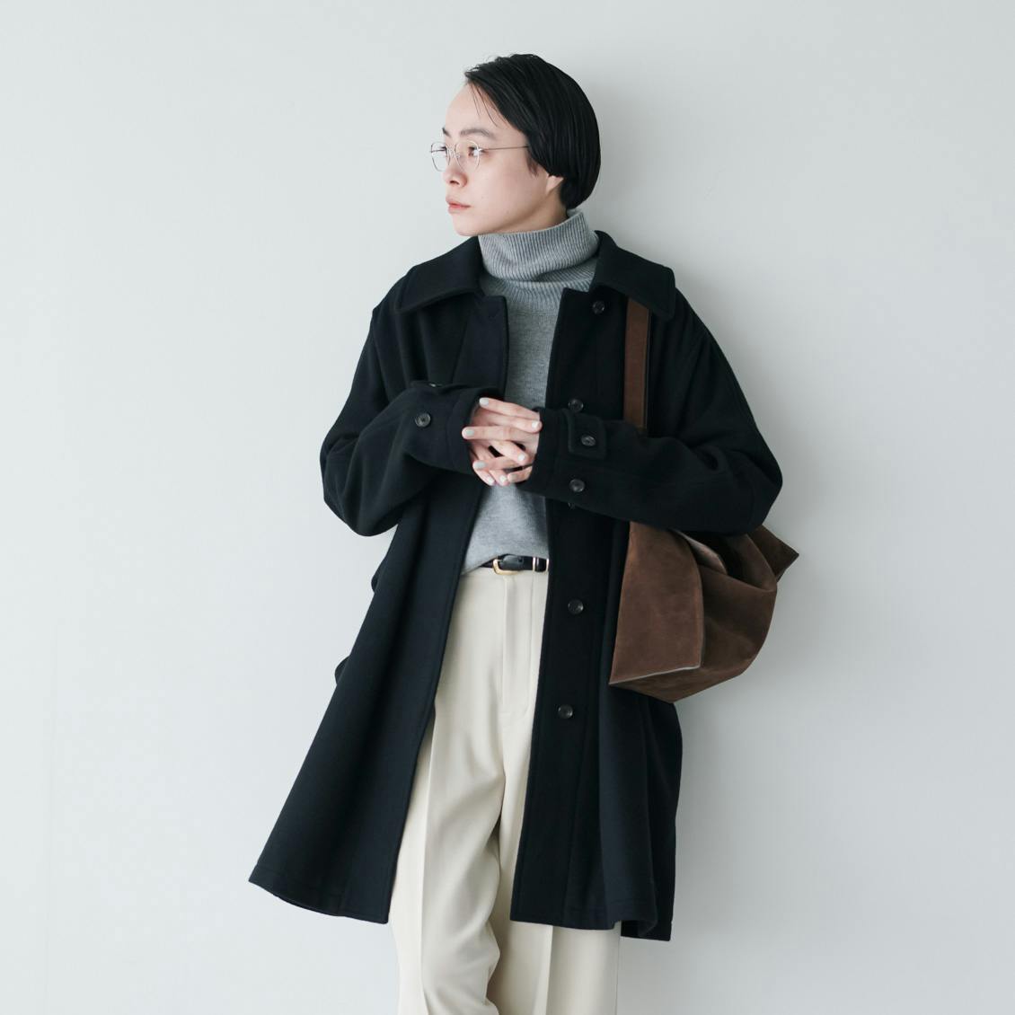当店限定】「シックに、かろやか」バックベルトのウールコート