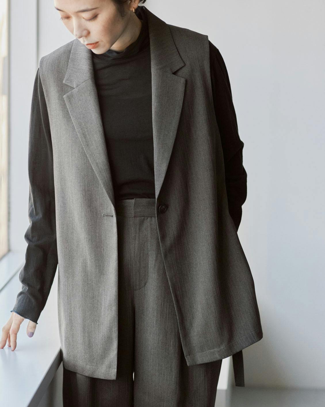 オンオフ頼れるジレセットアップ（杢ブラウン / ブラック） - 北欧