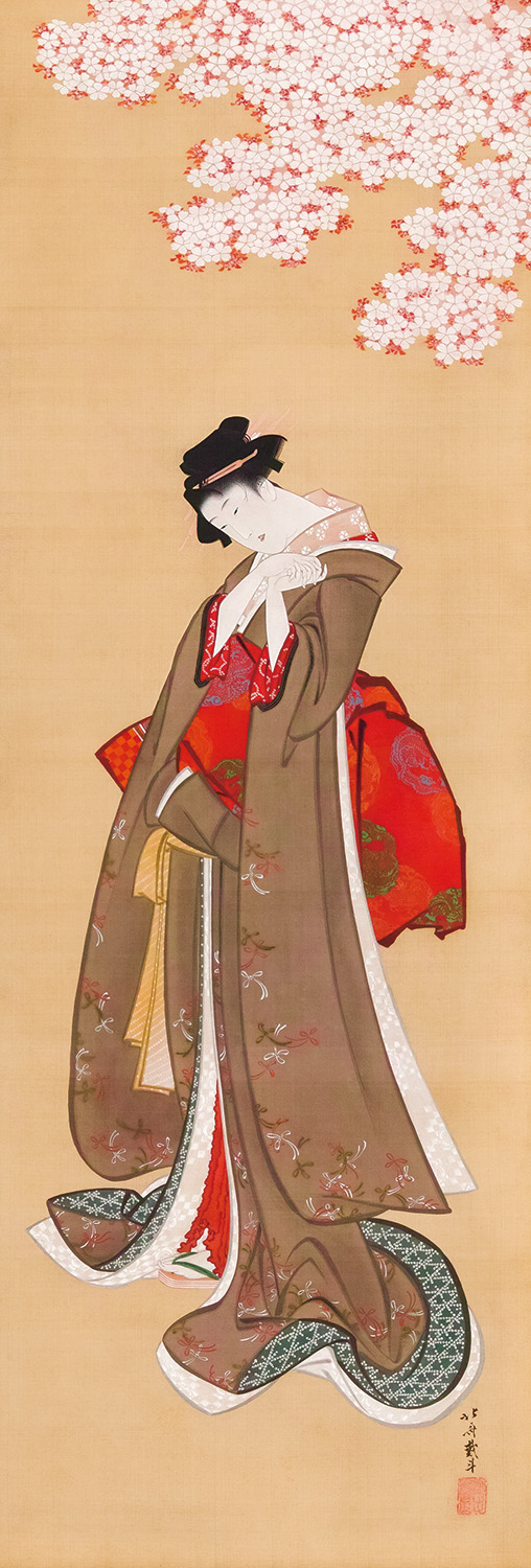 美品 掛け軸 葛飾北斎筆「春草」浮世絵美人 春画 名画 印刷 名作揃い