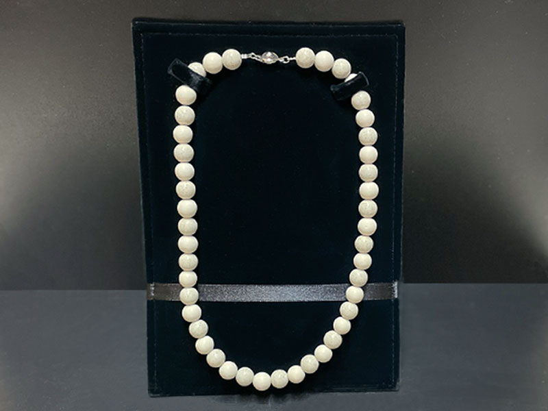 47番 10mm玉コラボネックレス（玉川産北投石、台湾産北投石） 北投石