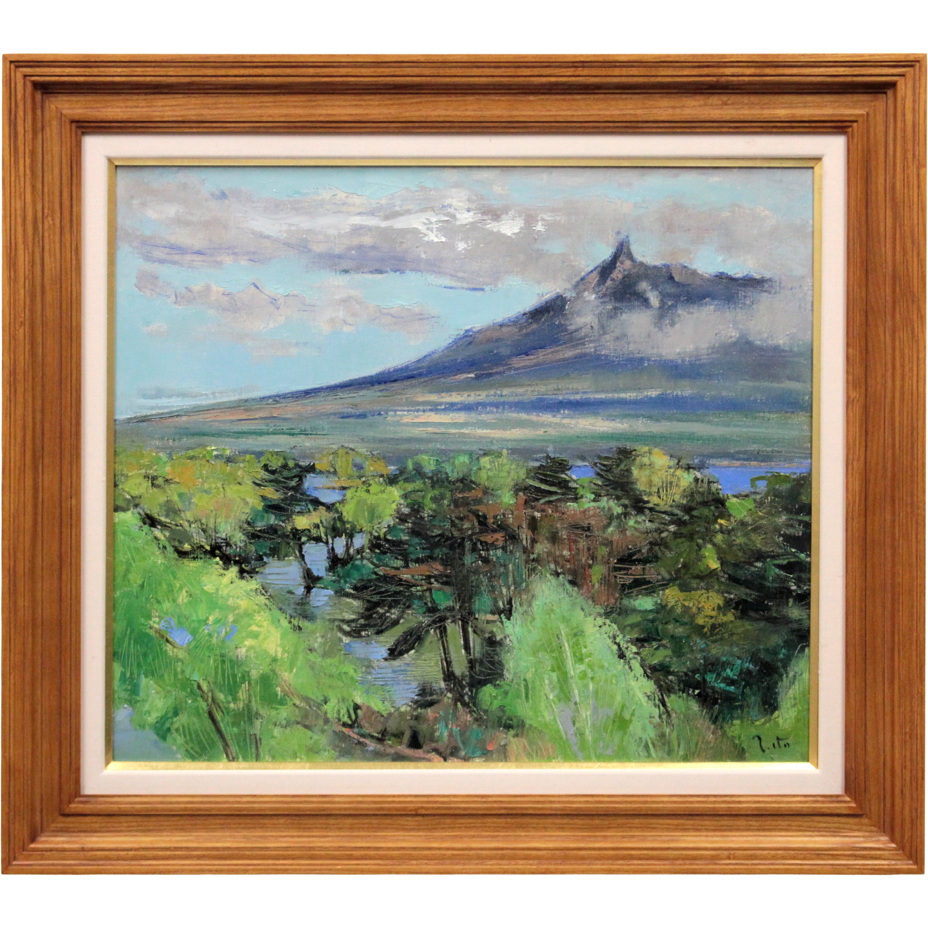 伊藤正 『新緑の大沼』 油彩画 - 北海道画廊