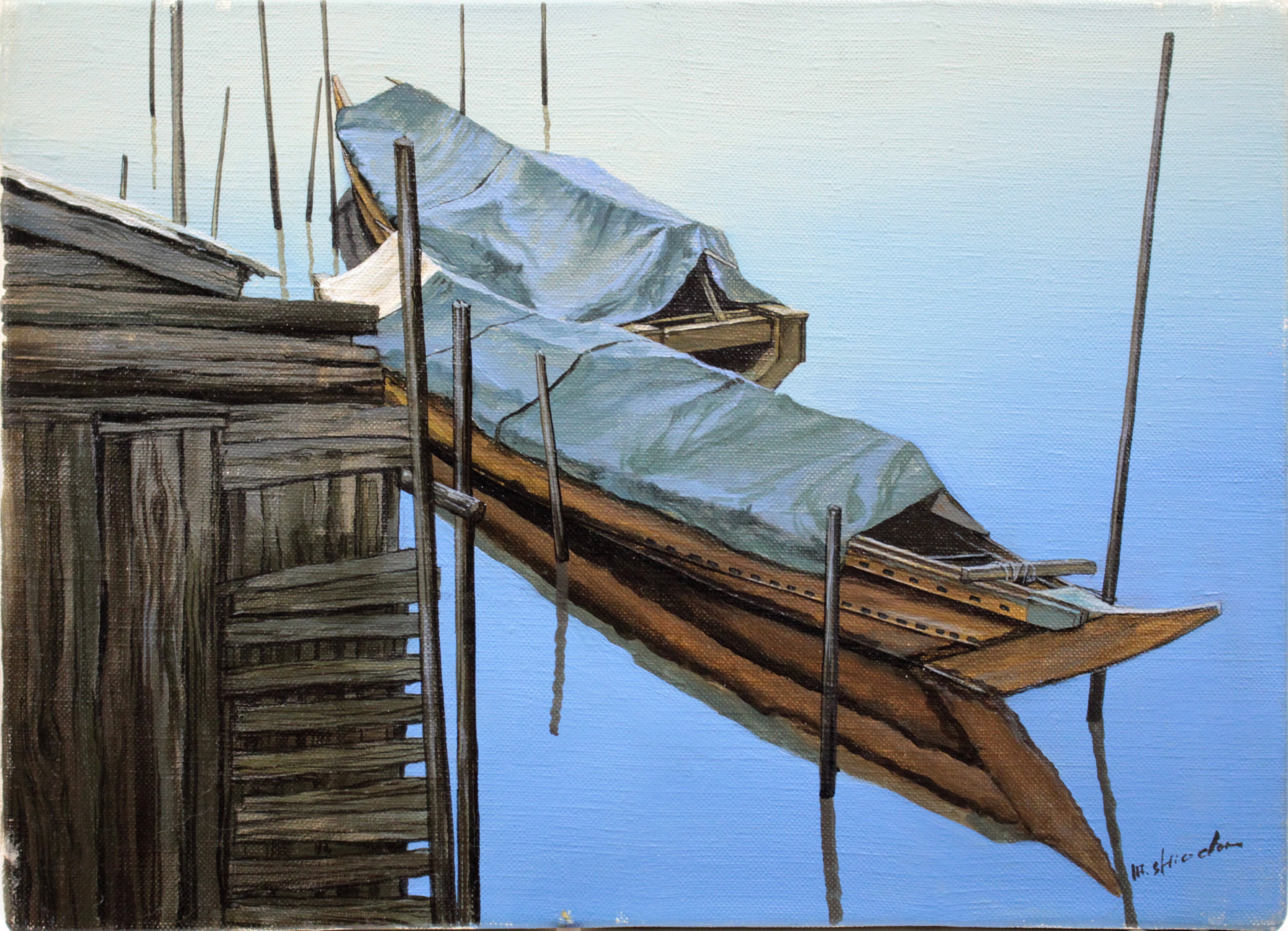 塩田満男 『舟』 油彩画 - 北海道画廊