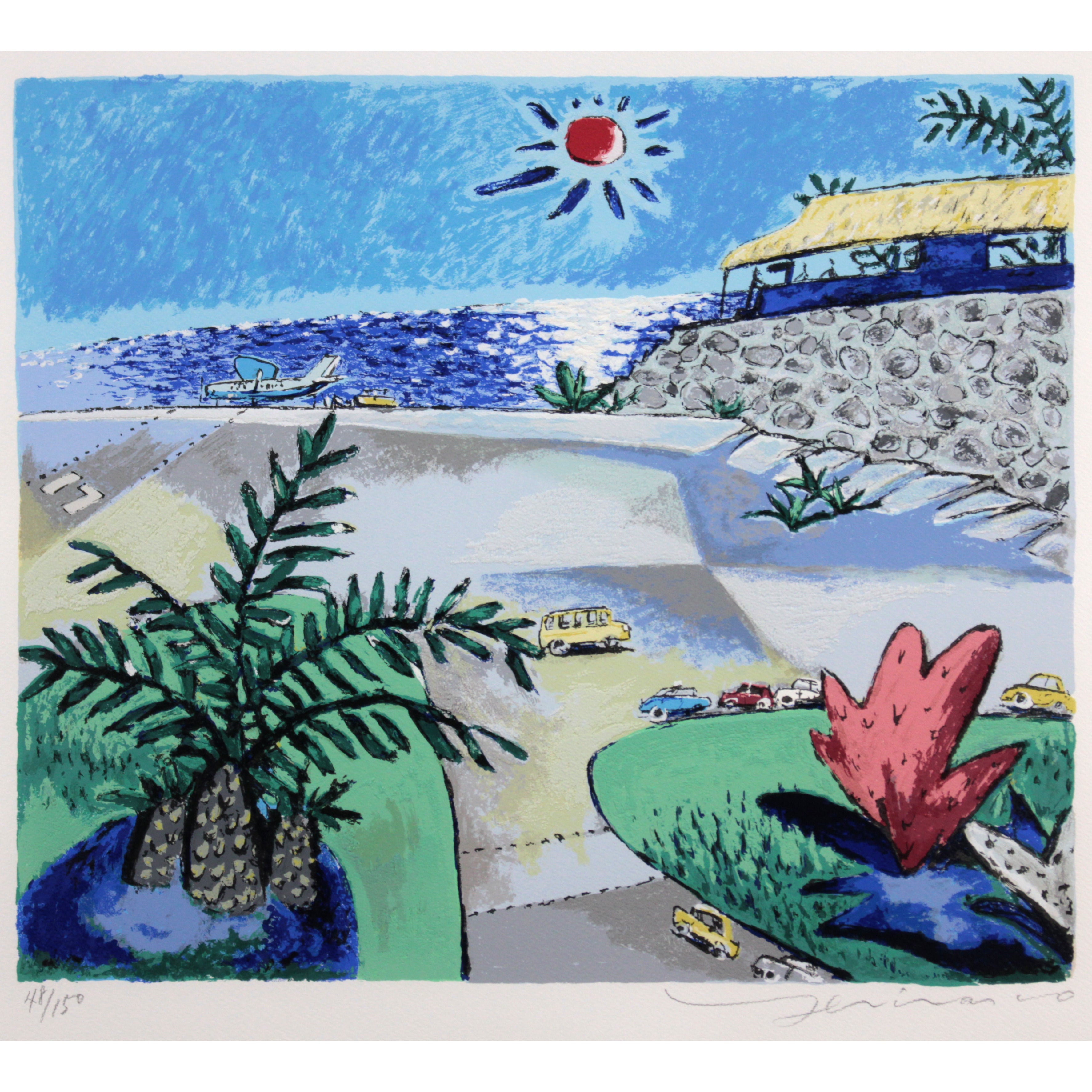 平野琳人 『赤い木』 シルクスクリーン - 北海道画廊