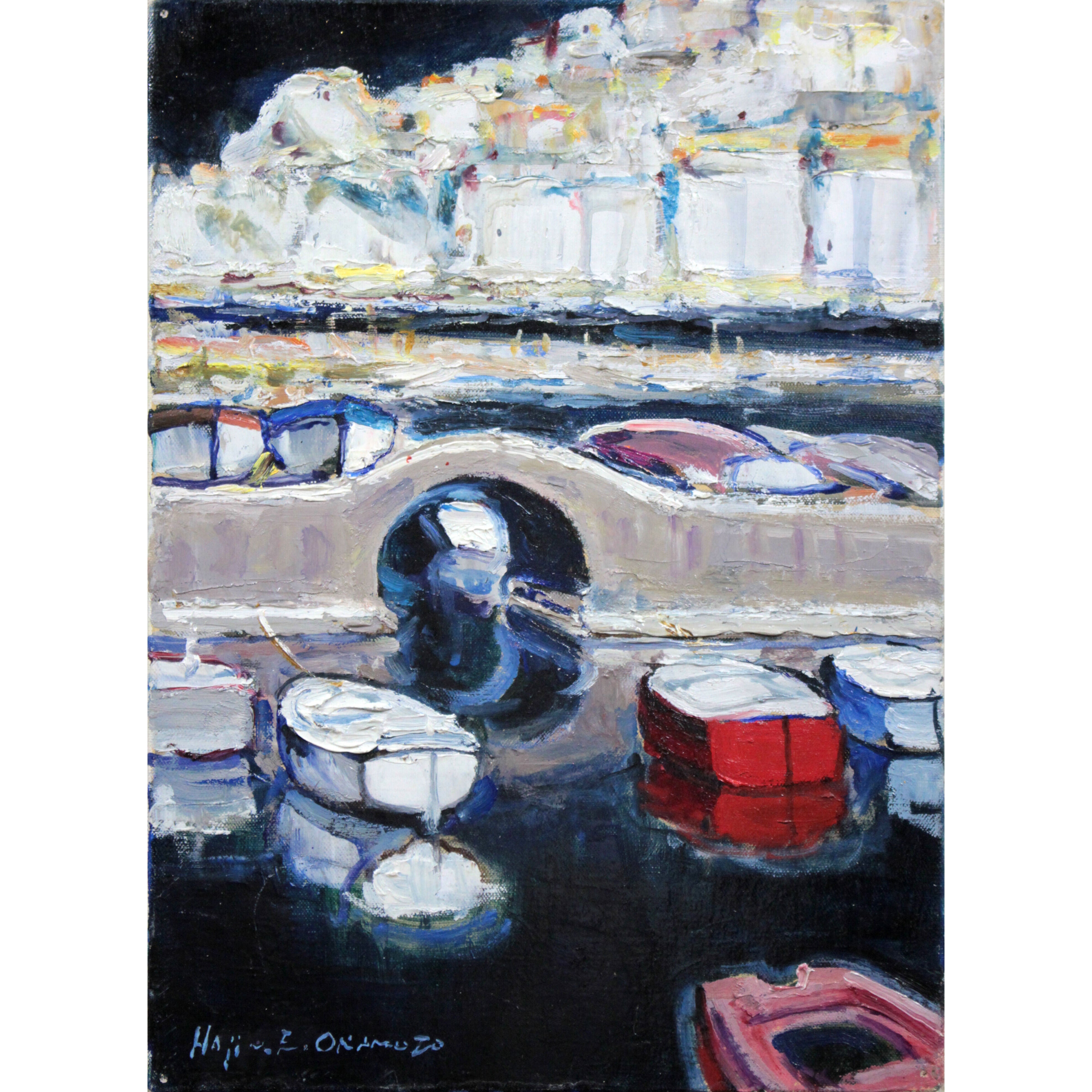 岡本 肇 『エーゲ海』 油彩画 - 北海道画廊