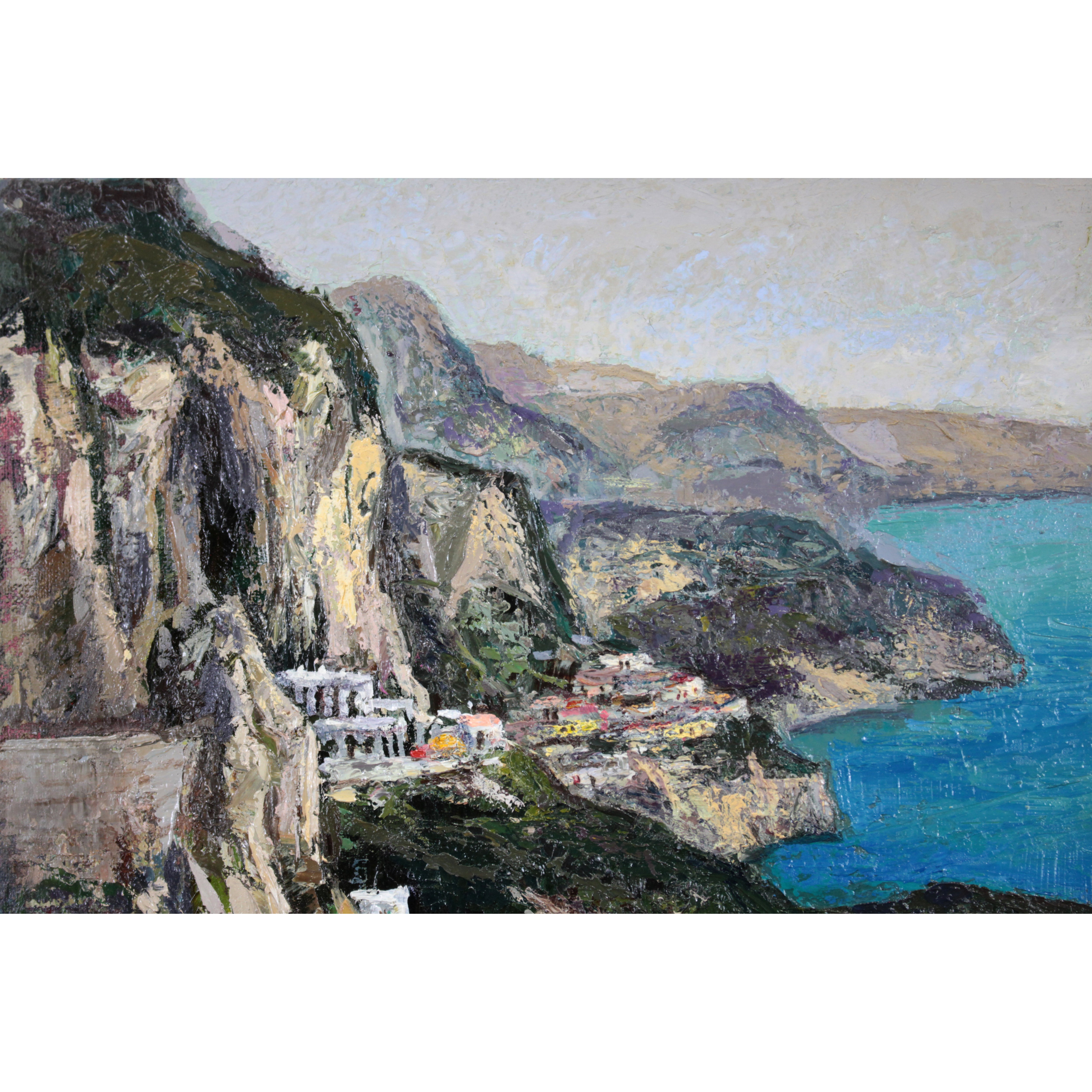 吉本哲 『アマルフィへ続く断崖』 油彩画 - 北海道画廊