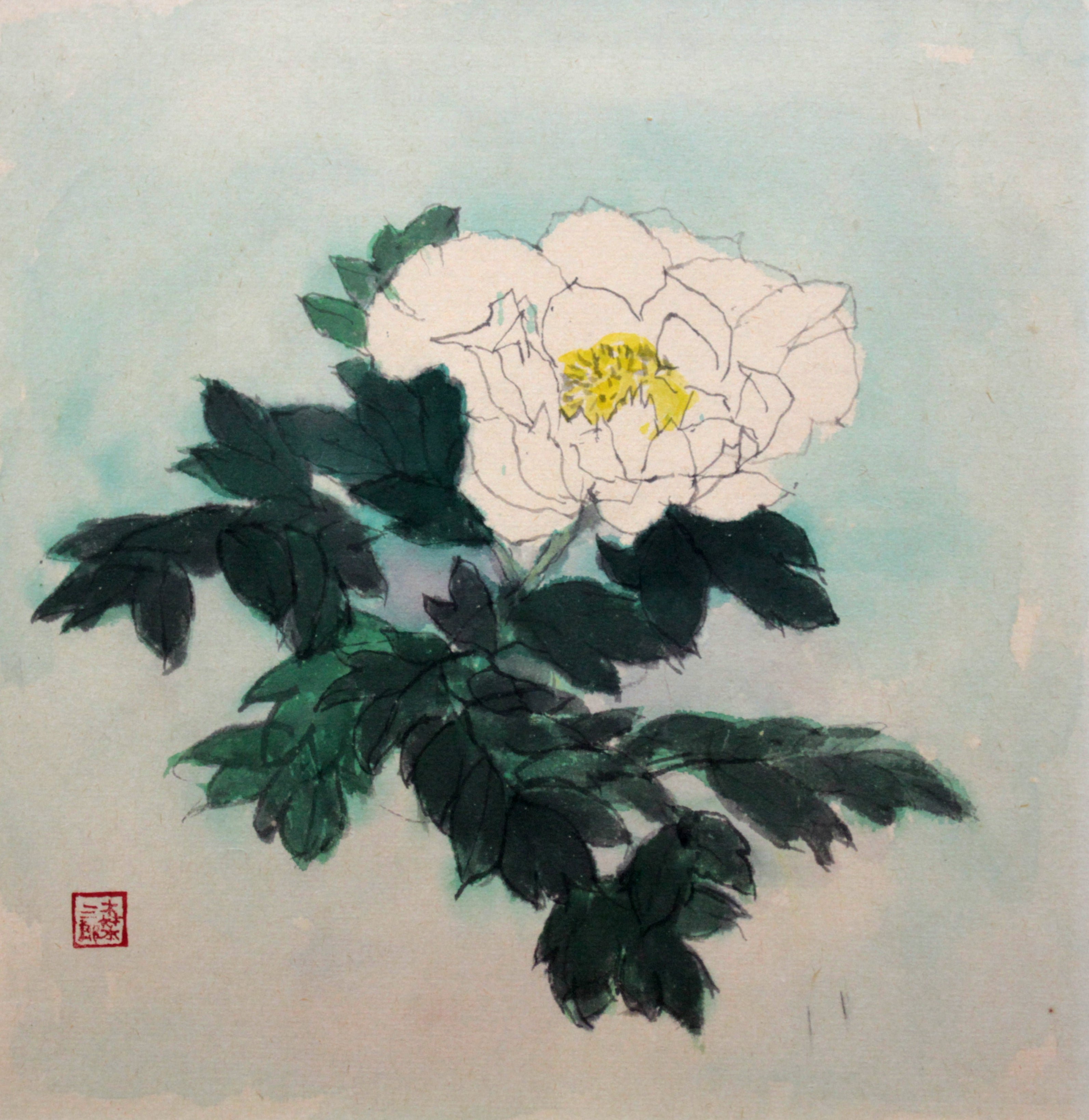 森本三郎 『牡丹』 水彩画 - 北海道画廊