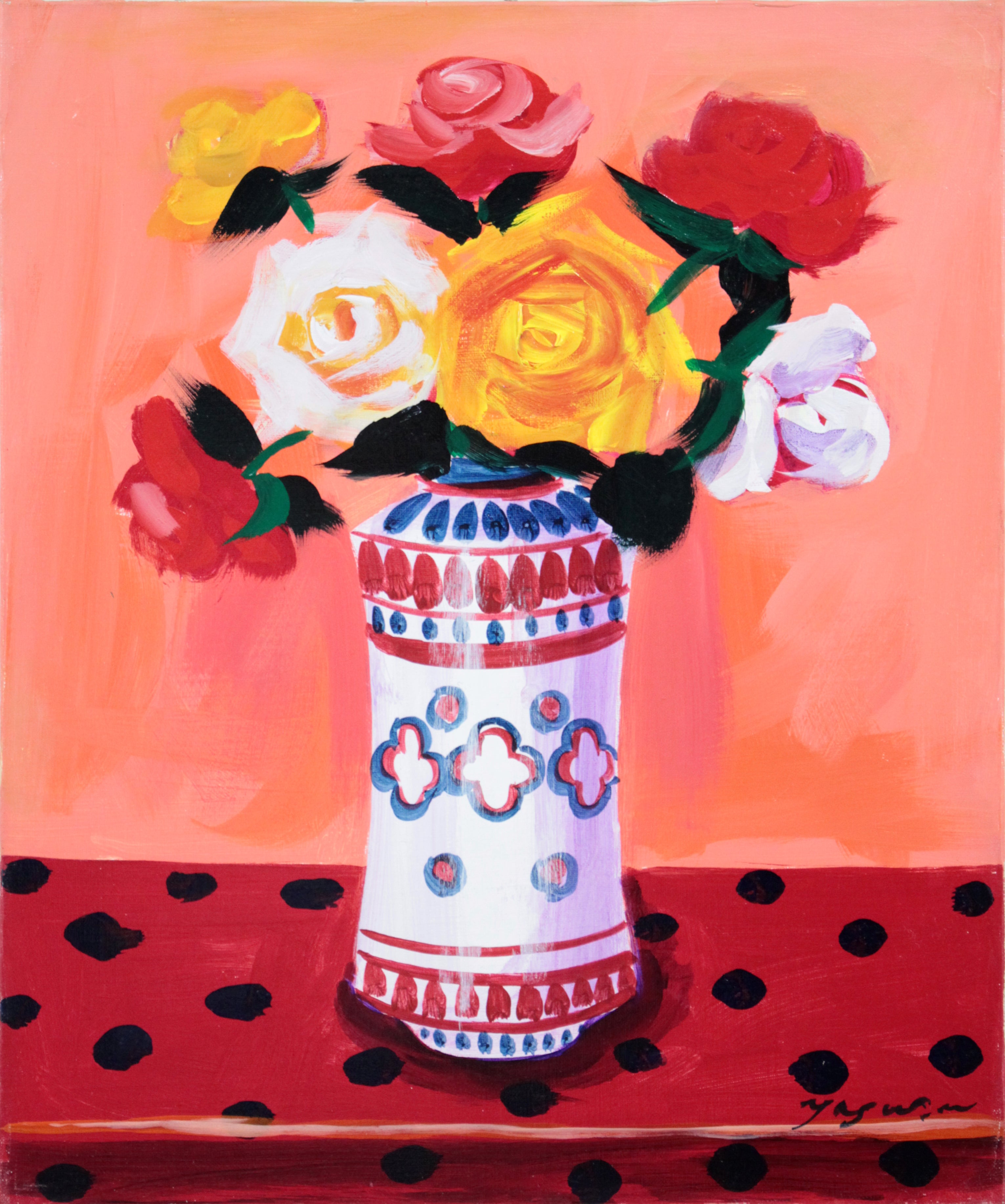 森田康雄 『バラの花』 油彩画 - 北海道画廊