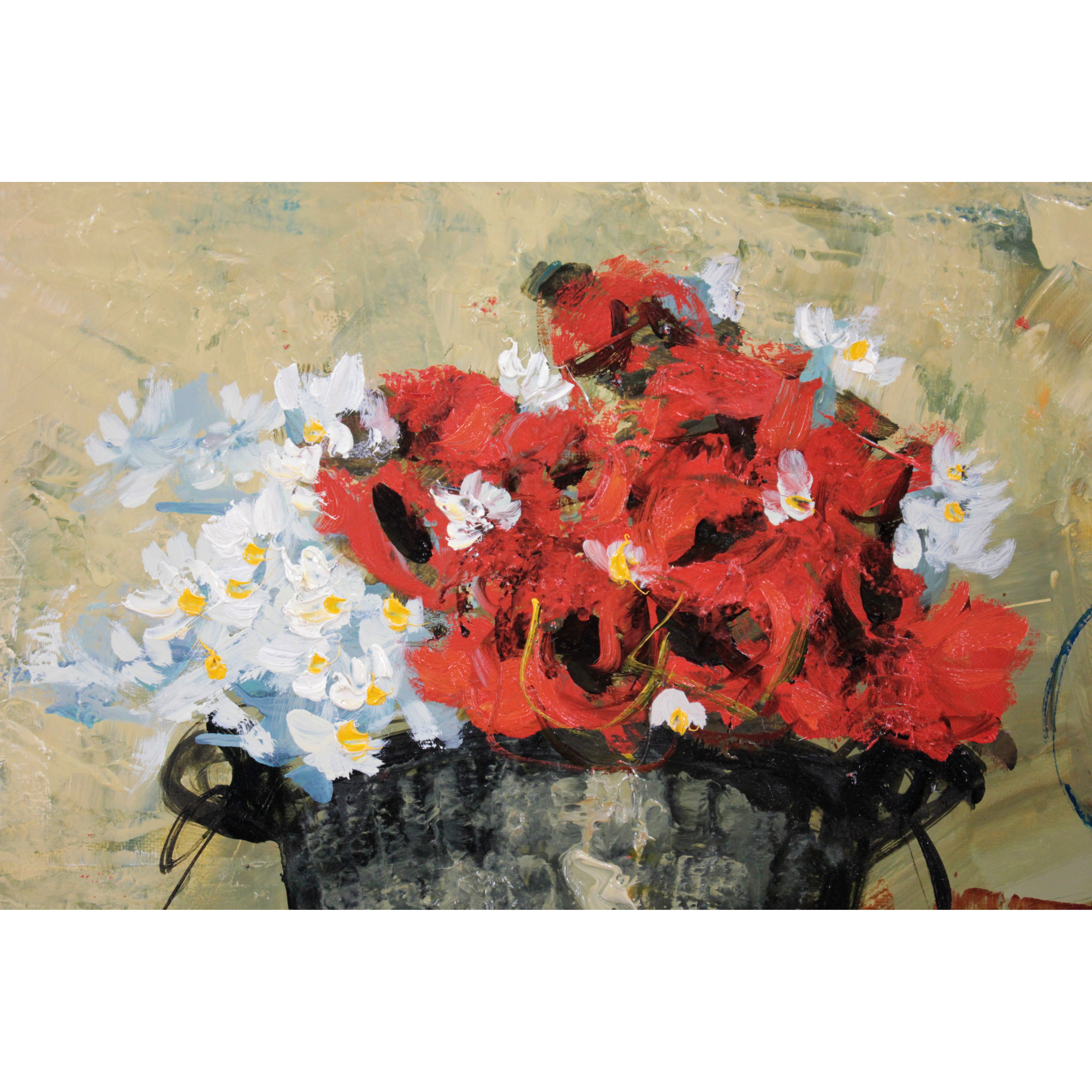 池田秀郎 『赤い花とランプ』 油彩画 - 北海道画廊