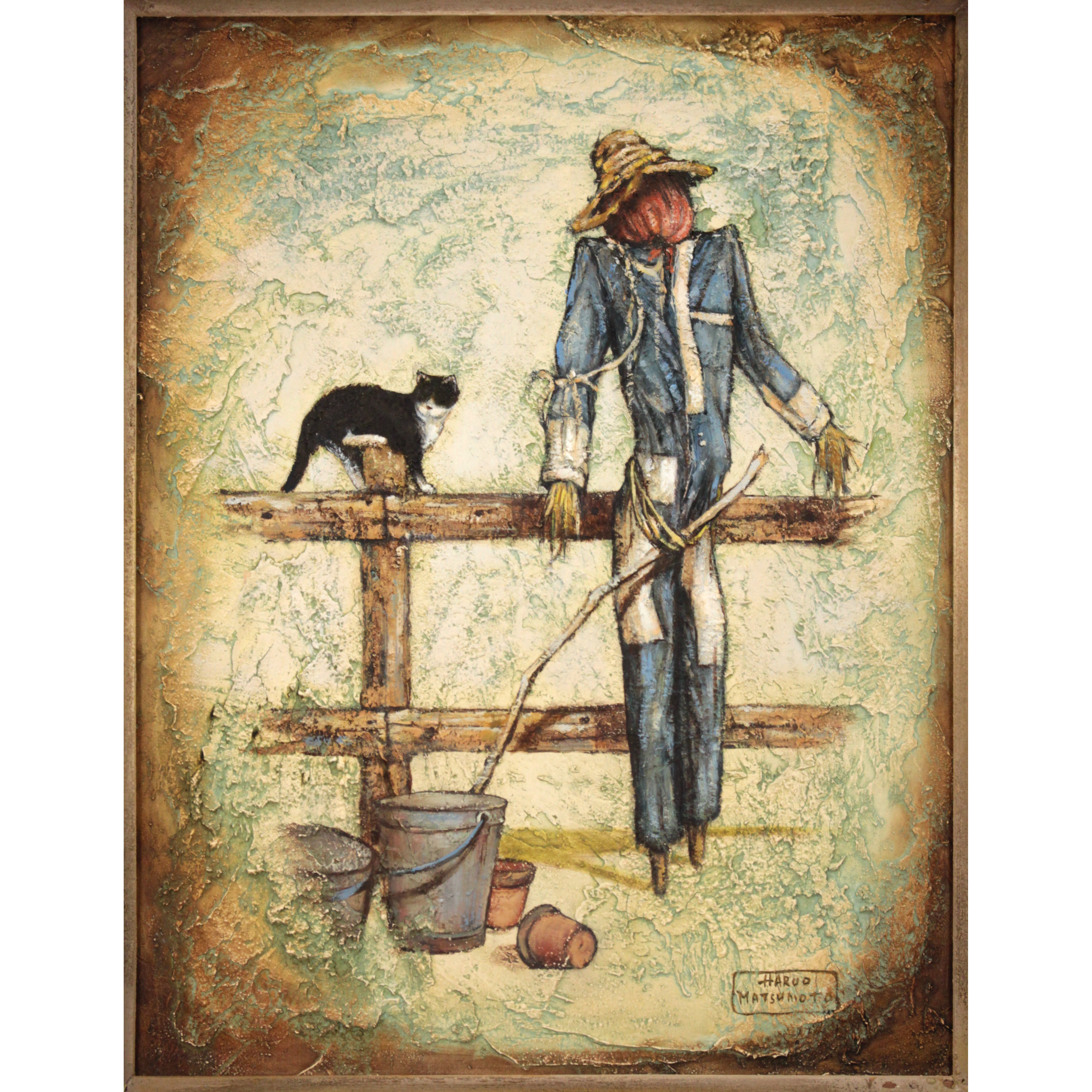 松本晴夫 『くたびれた？』 油彩画 - 北海道画廊