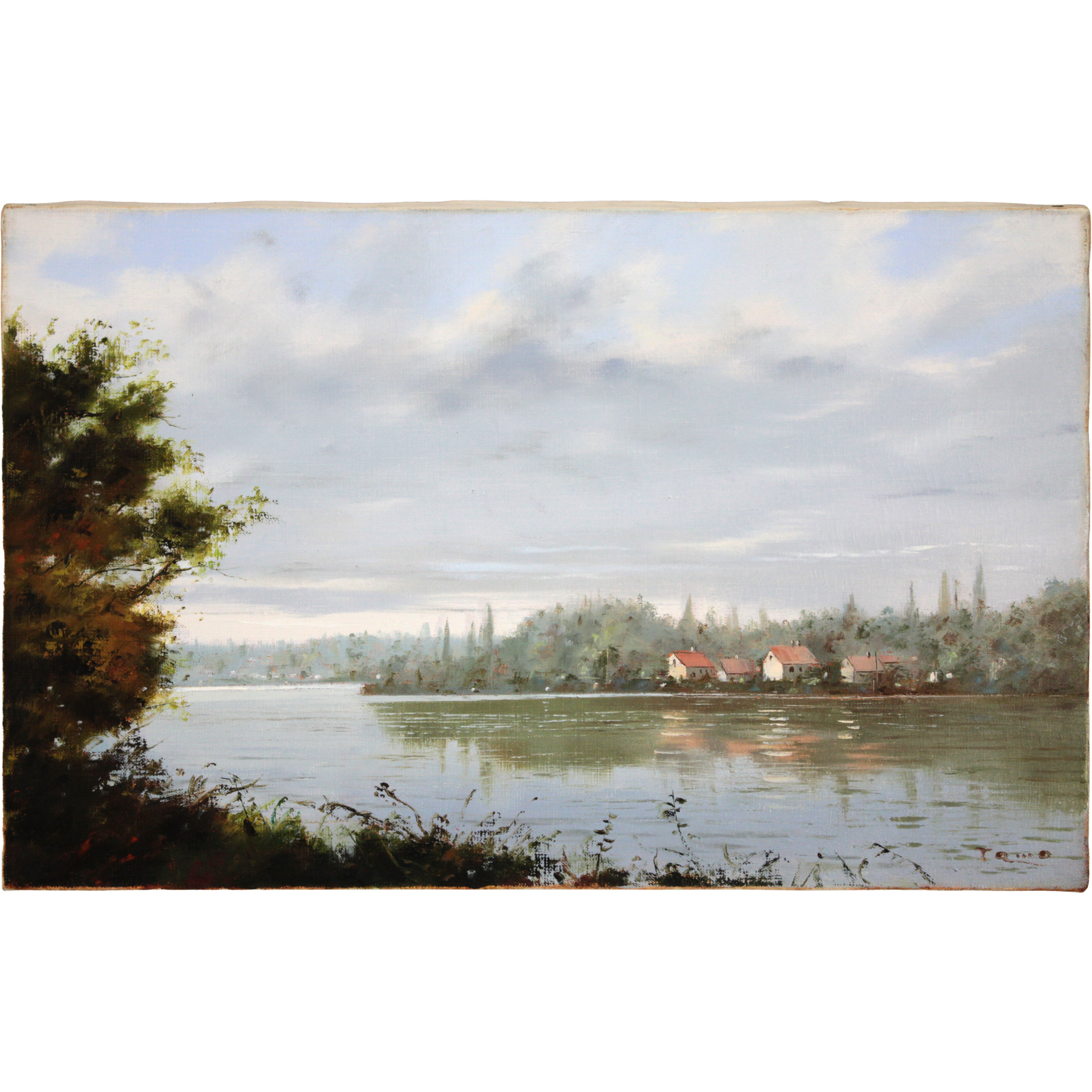 林朝路 『セーヌ河風景』 油彩画 - 北海道画廊