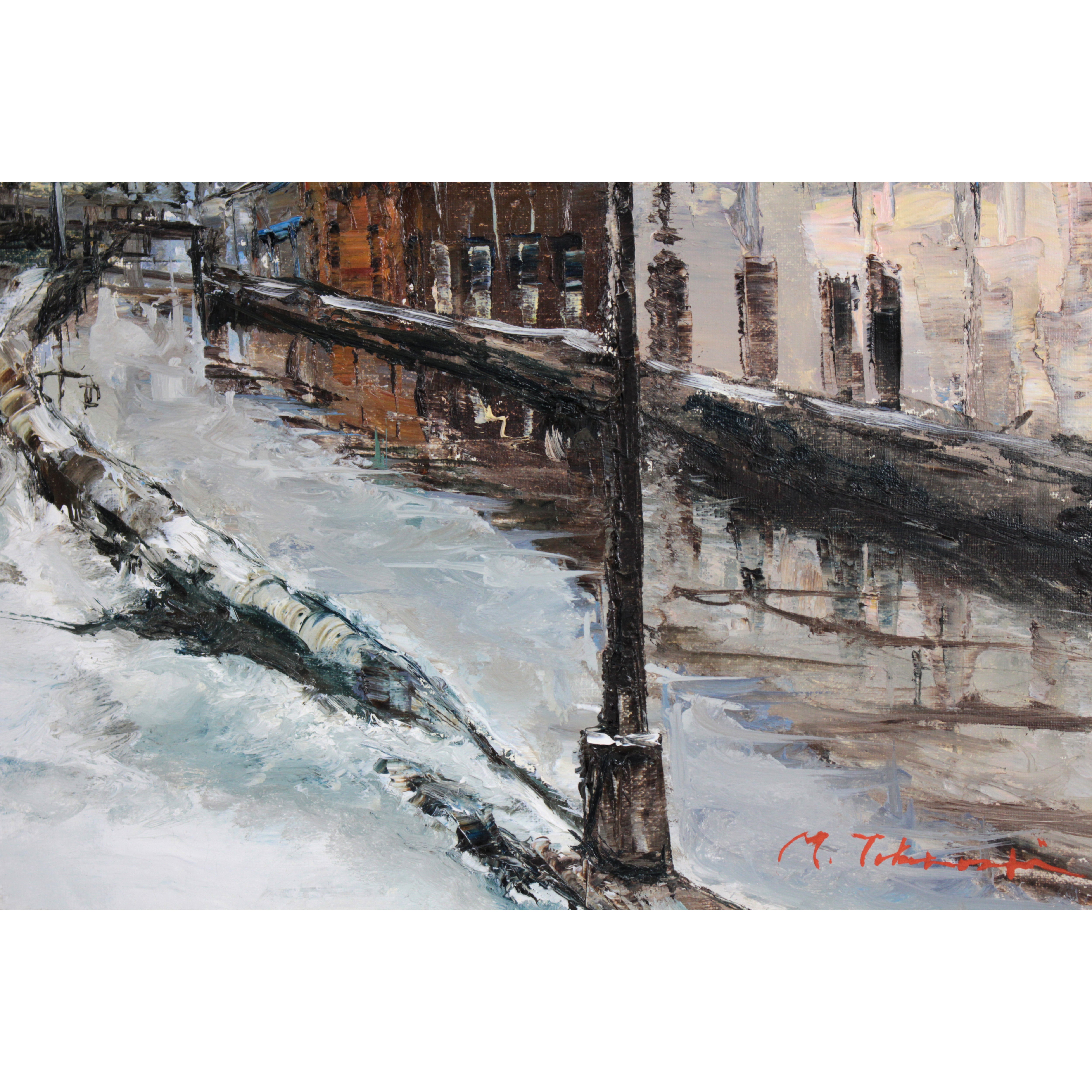 高橋益之 『小樽運河』 油彩画 - 北海道画廊