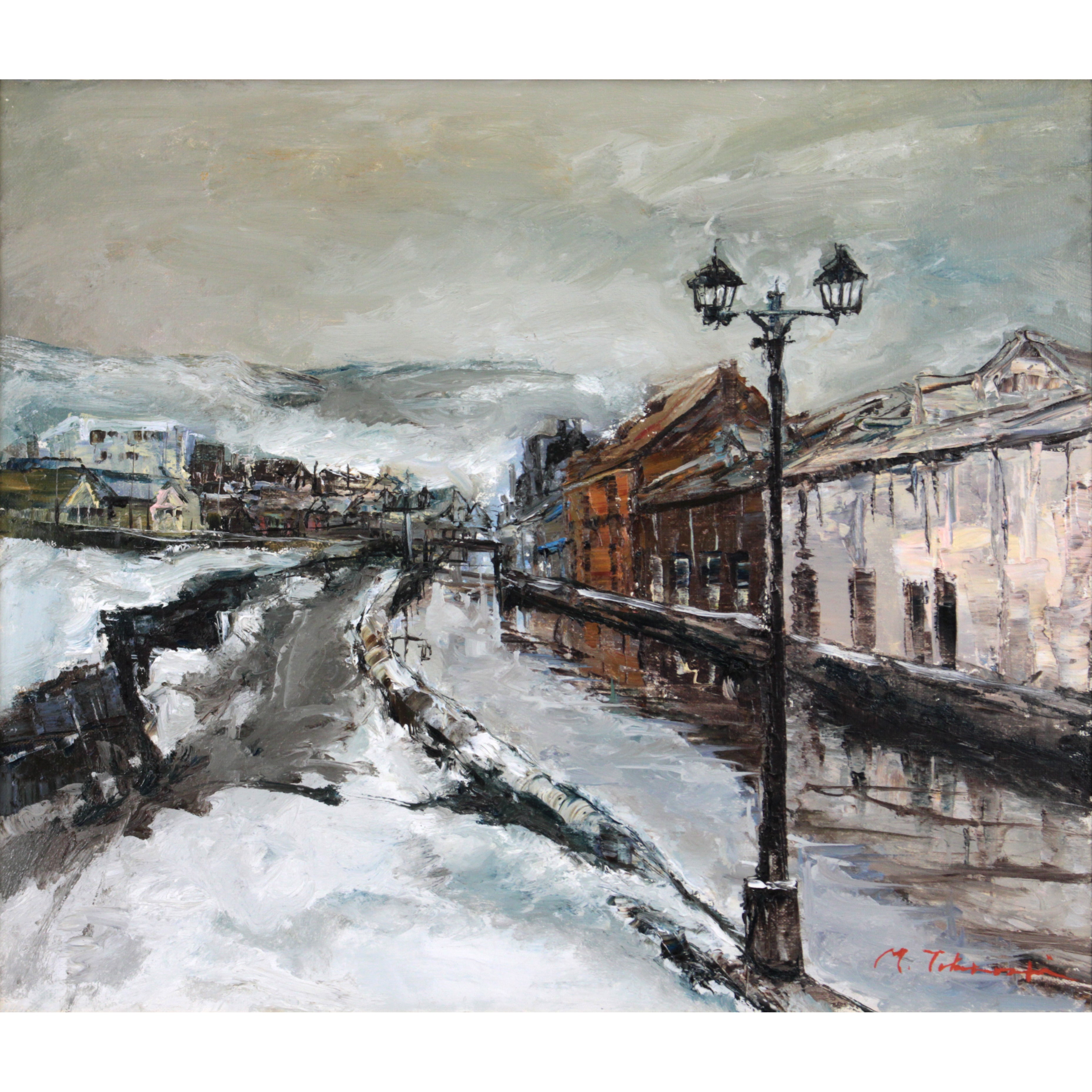 高橋益之 『小樽運河』 油彩画 - 北海道画廊