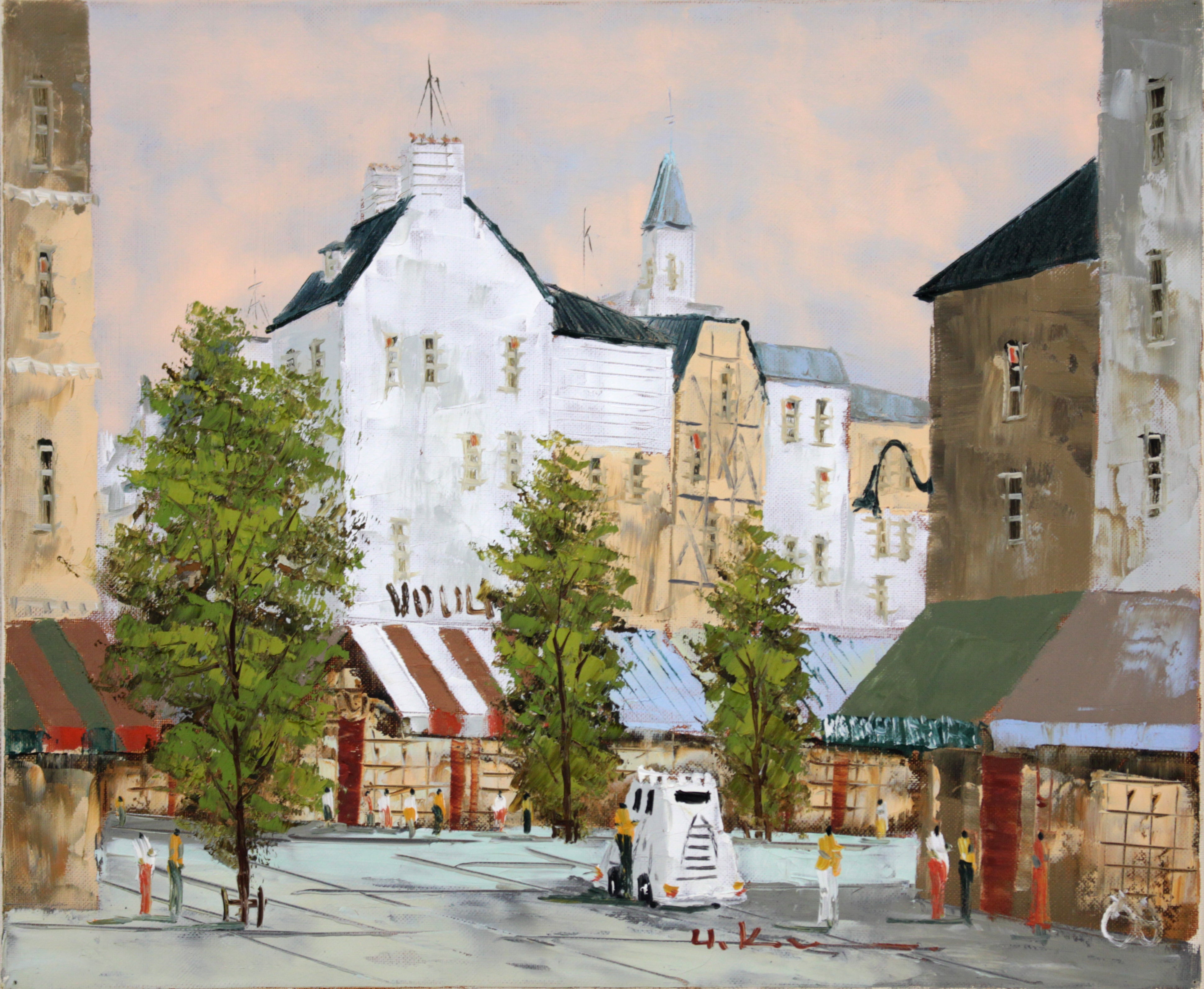 黒沢 久 『街角の風景』 油彩画 - 北海道画廊