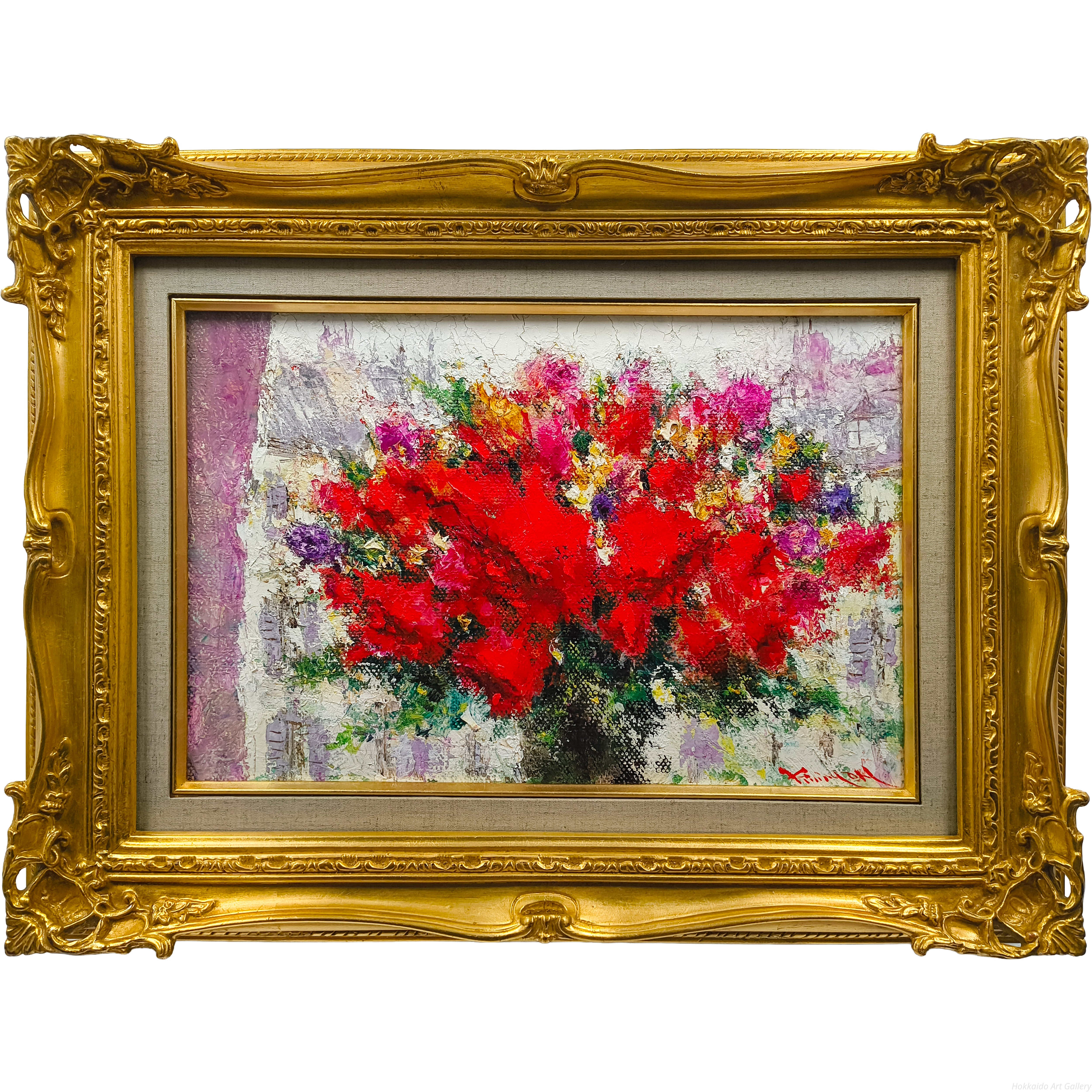 長沼貴美代 『パリと薔薇』 油彩画 - 北海道画廊