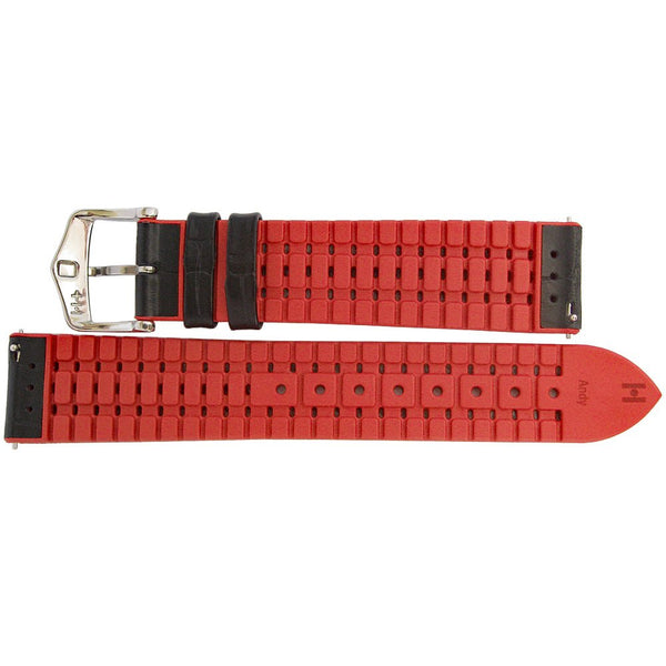 Hirsch Andy Black Red Alligator Leather Watch Band Strap