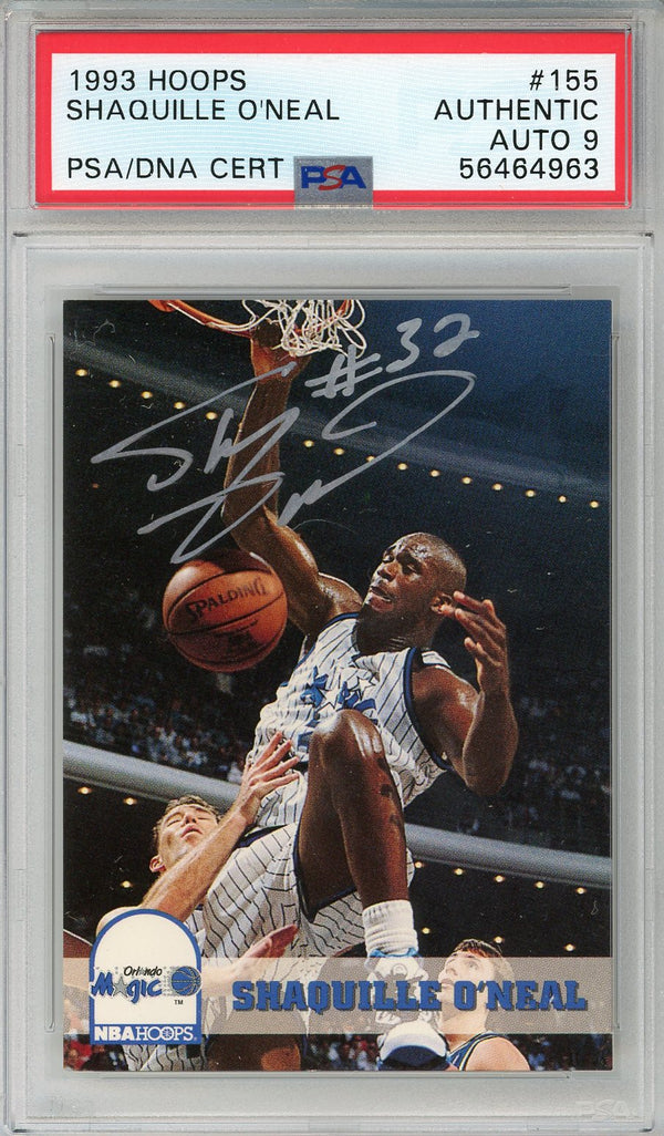 Shaquille O`Neal Autographed 1993 Hoops Rookie Card #155 (PSA Auto