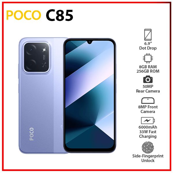 New) Xiaomi POCO C85 8GB+256GB PURPLE Dual SIM Unlocked Android