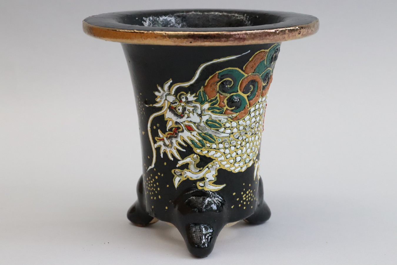 豊明園 / 2634,白龍 迎え龍 外径約10.3cm 【感謝大特価】新鉢