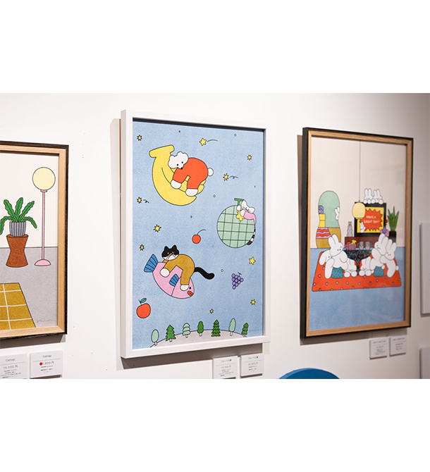 ねこくま雑貨店 複製原画「フルーツの夢」(額装有り)直筆サイン入り