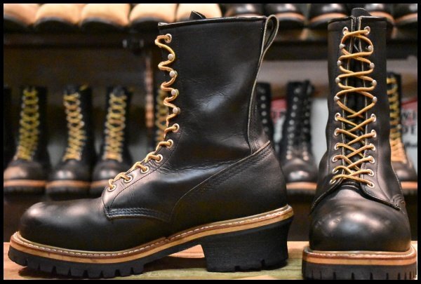 9D 良品 PT91刺繍】レッドウィング 2218 ロガー 黒 ブラッククローム