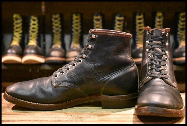 10D 良品 縄タグ 40'S50'S】Chippewa チペワ 編み上げブーツ ブラック