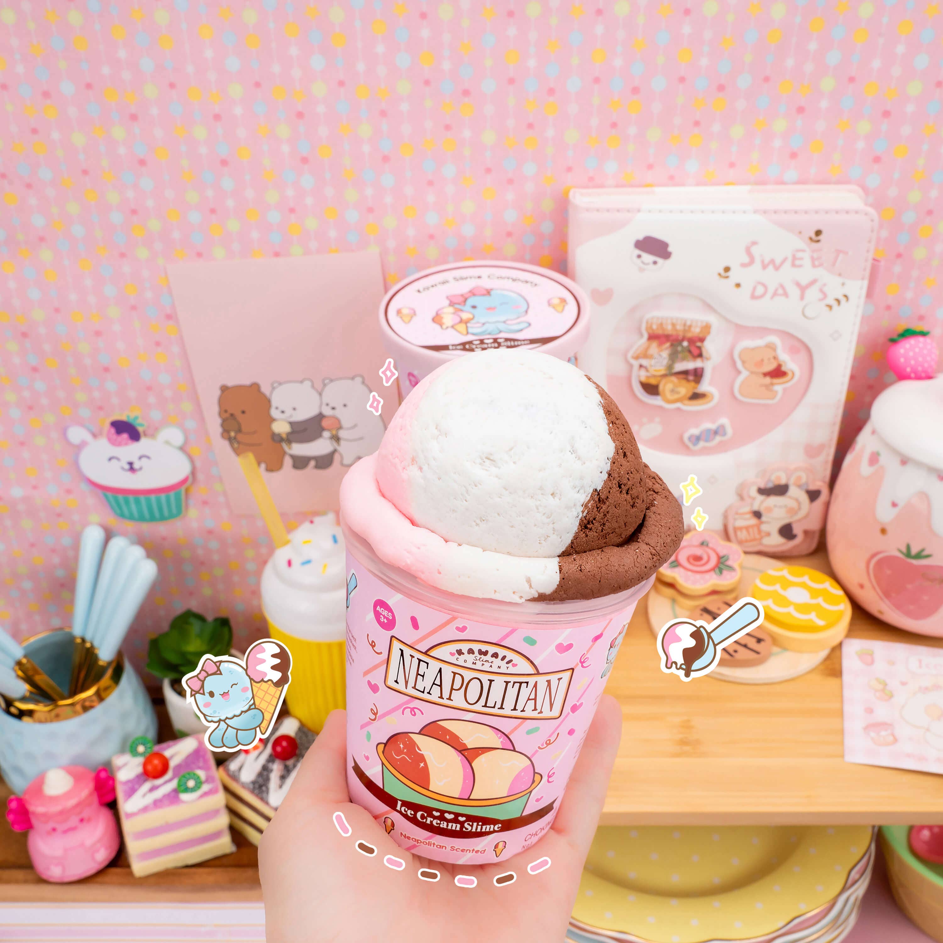 Kawaii Slime Neapolitan Scented Ice Cream Pint Slime – Hopscotch Kids