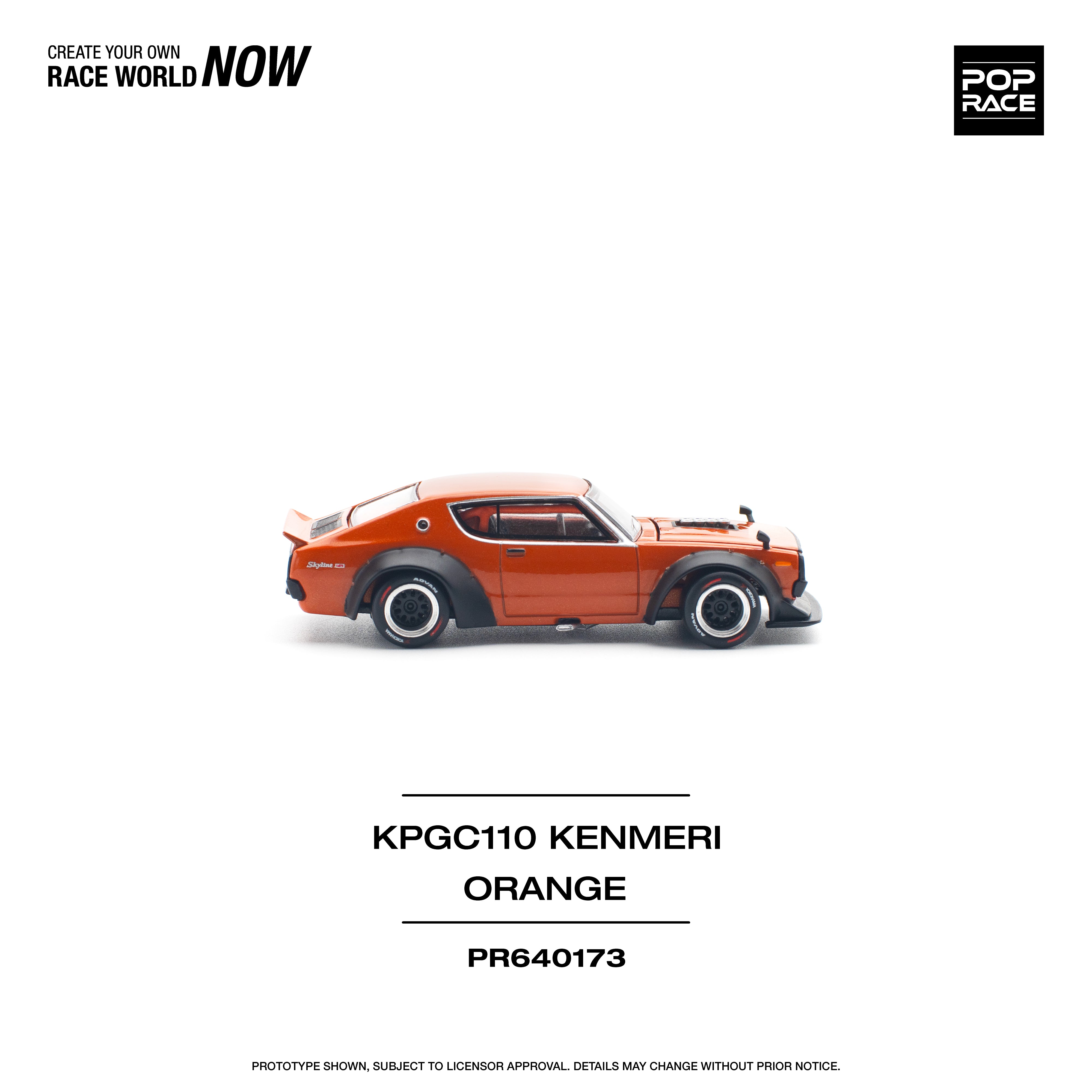 POPRACE 1:64 NISSAN SKYLINE GT-R V8 DRIFT (KENMERI) ORANGE