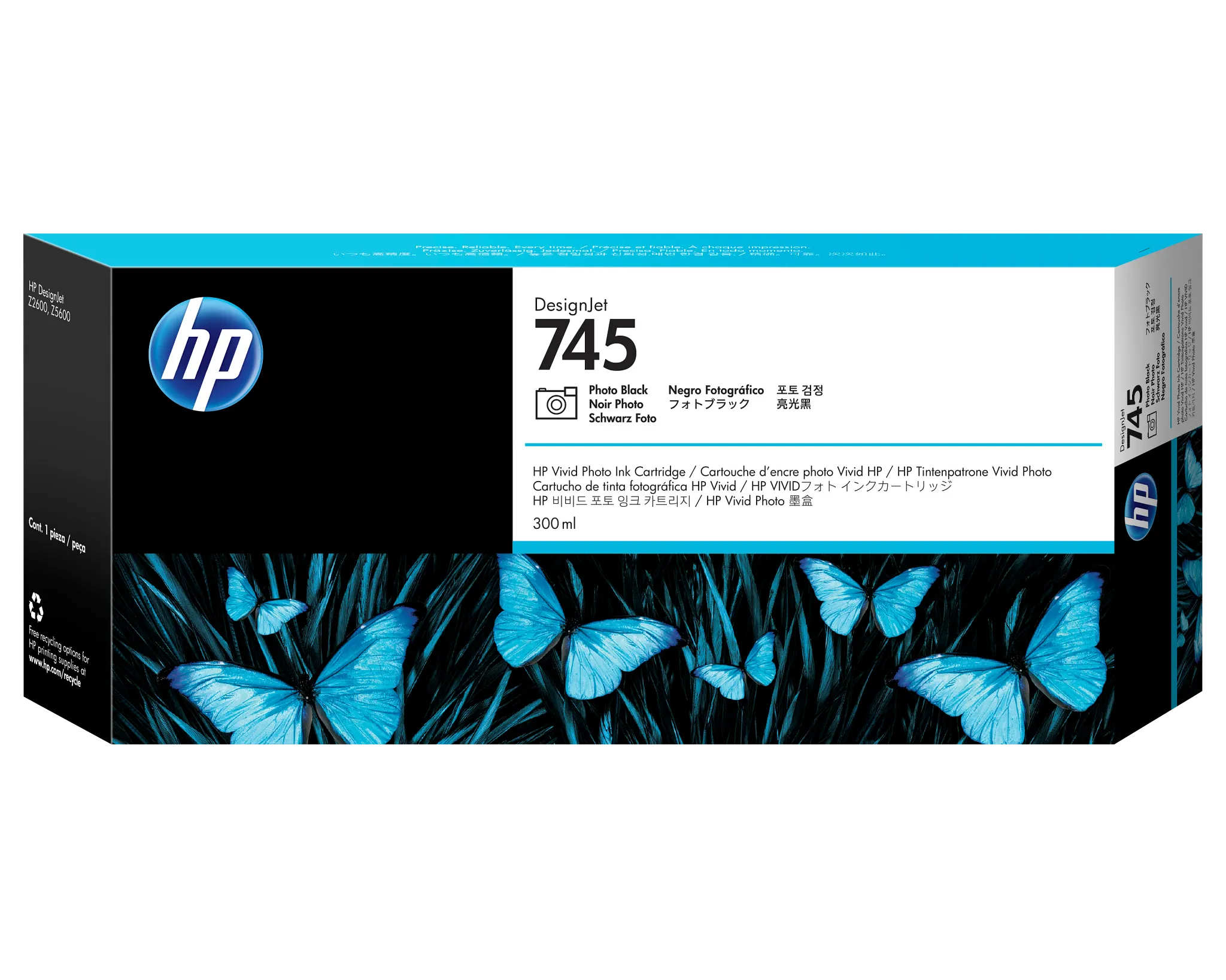 HP® 745 300-ml DesignJet Photo Black Ink Cartridge (F9K04A)