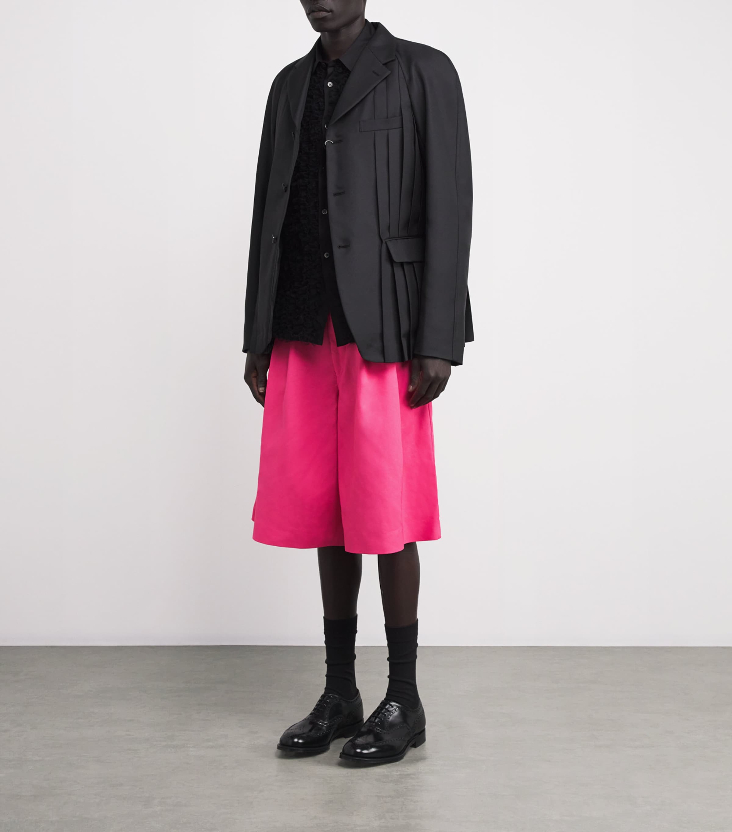 Comme Des Garçons Homme Plus Pink Pleated Wide-Leg Shorts | Harrods US