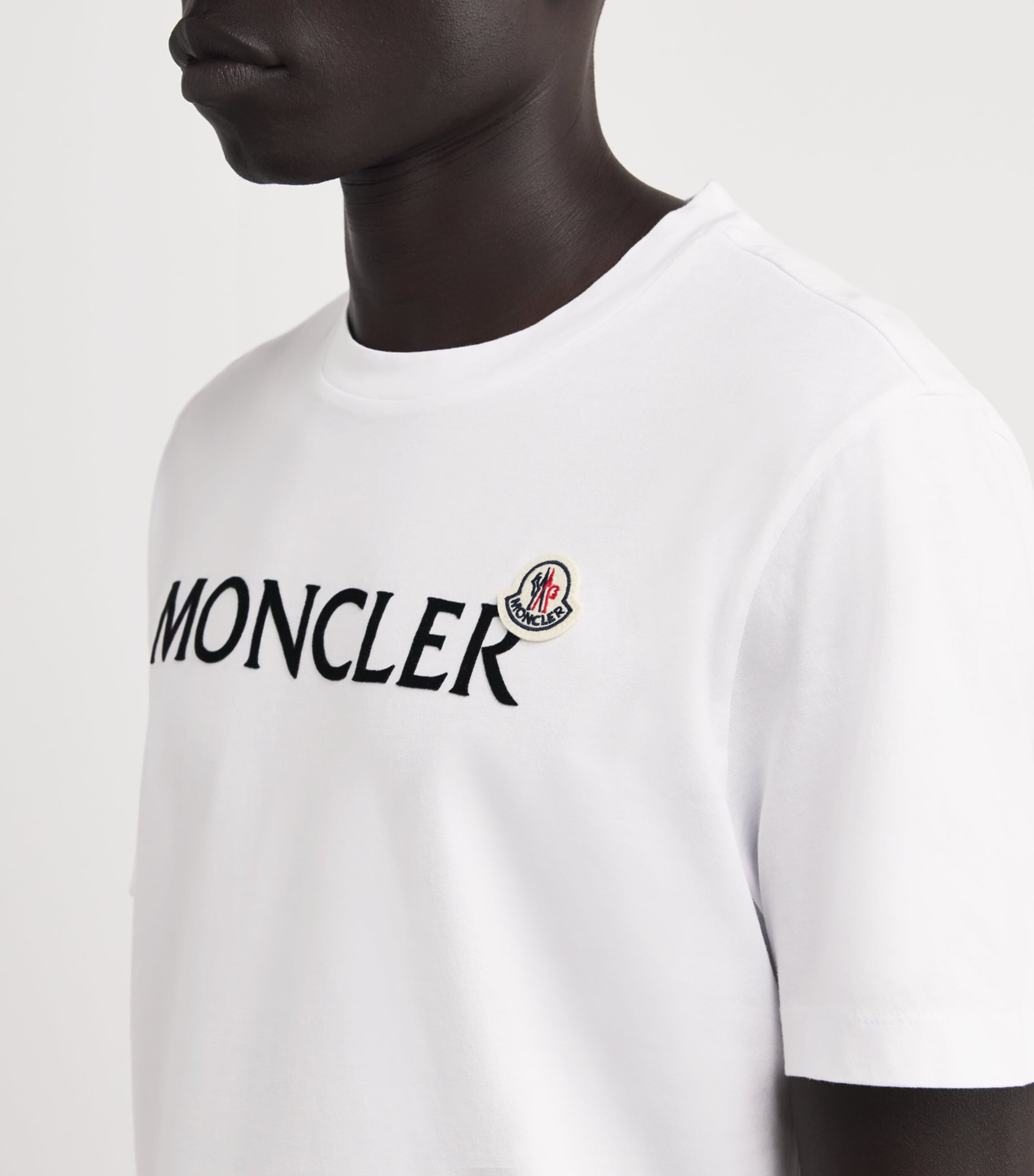 Moncler White Cotton Flocked Logo T-Shirt | Harrods US