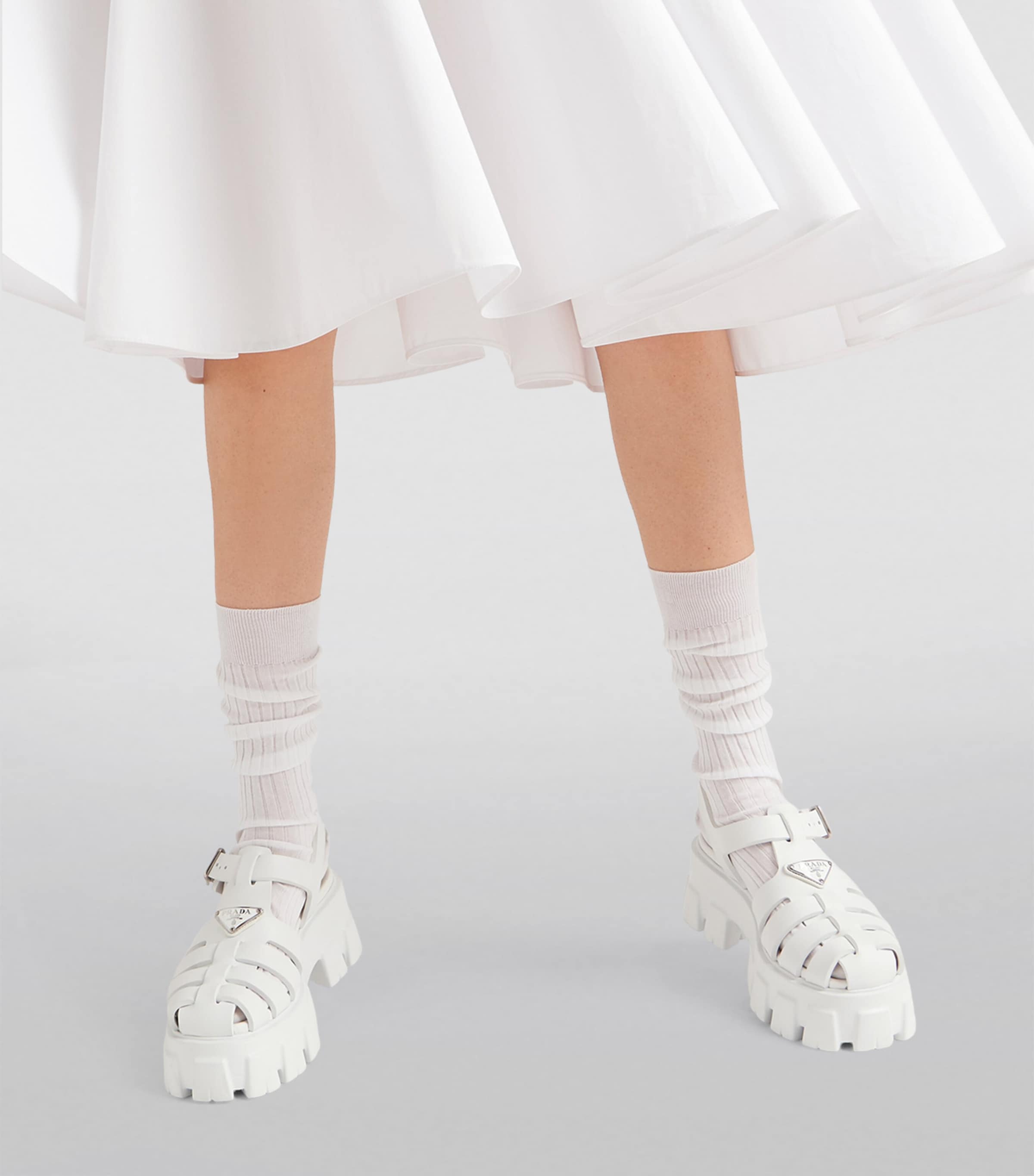 Prada White Rubber Platform Sandals 55 | Harrods UK