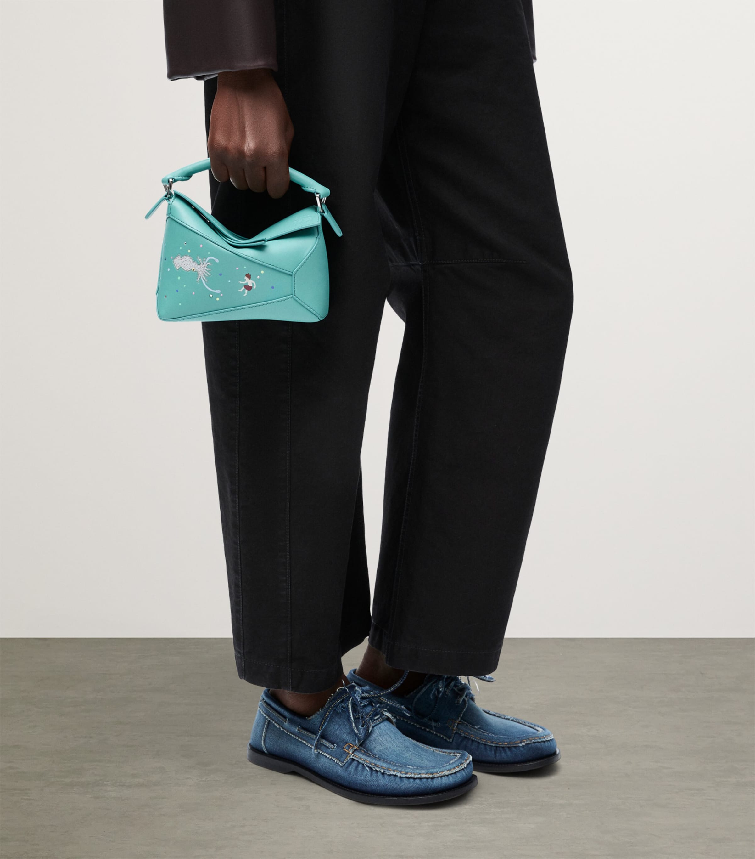 LOEWE Blue x Suna Fujita Mini Puzzle Edge Top-Handle Bag | Harrods US