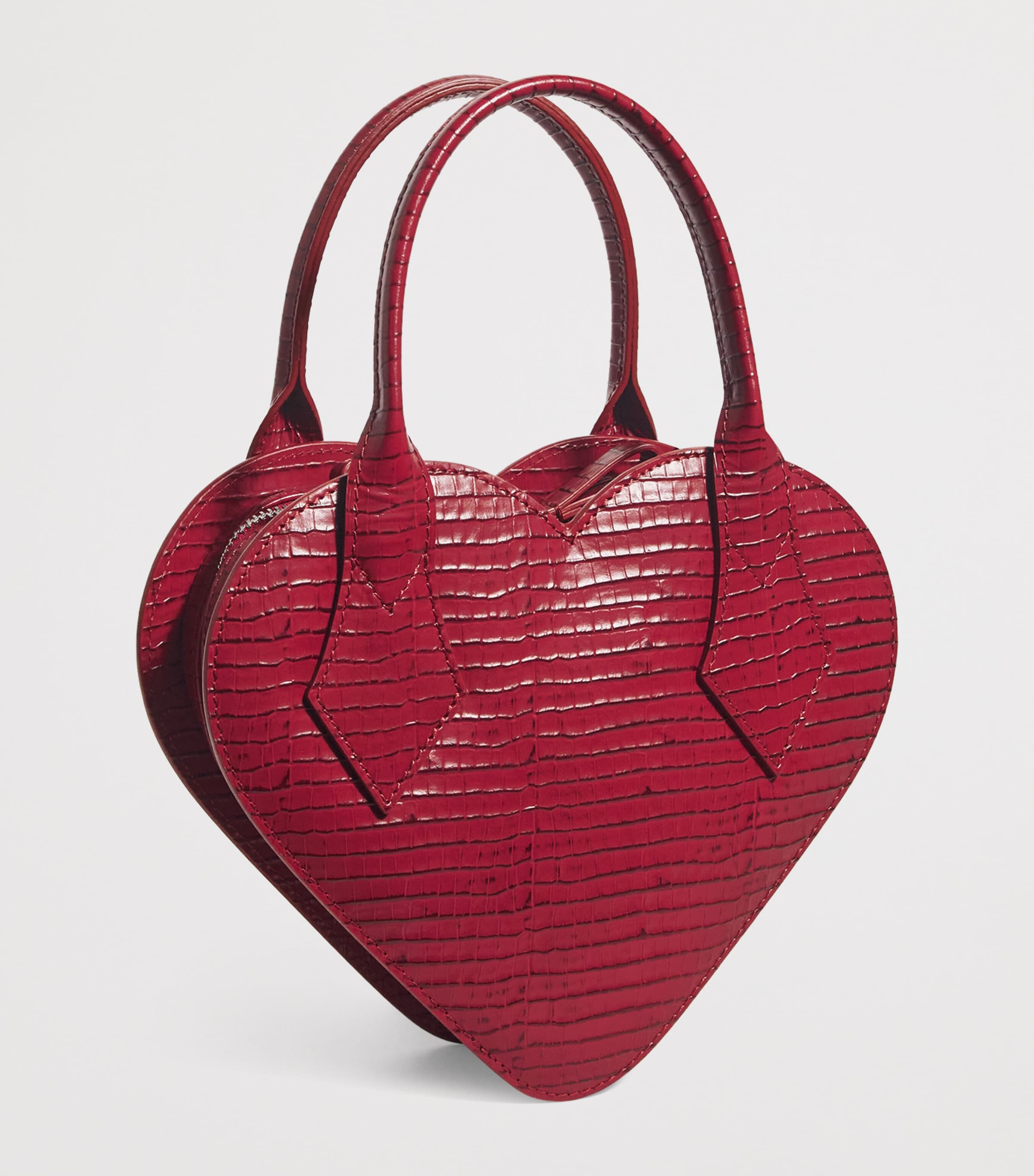 Vivienne Westwood Red Croc-Embossed Leather Josephine Heart Cross