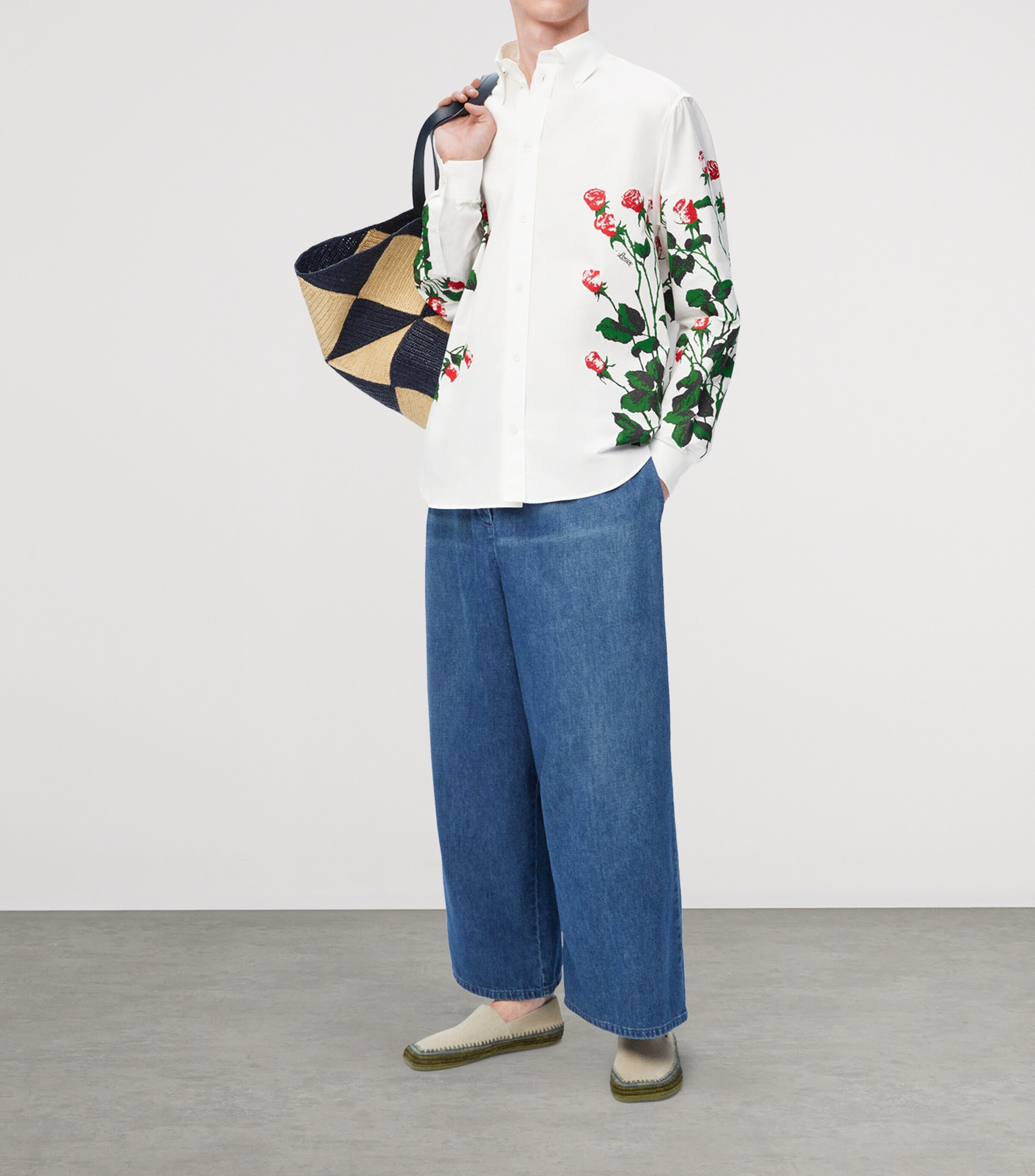 LOEWE White x Paula's Ibiza Cotton Poplin Floral Shirt | Harrods US