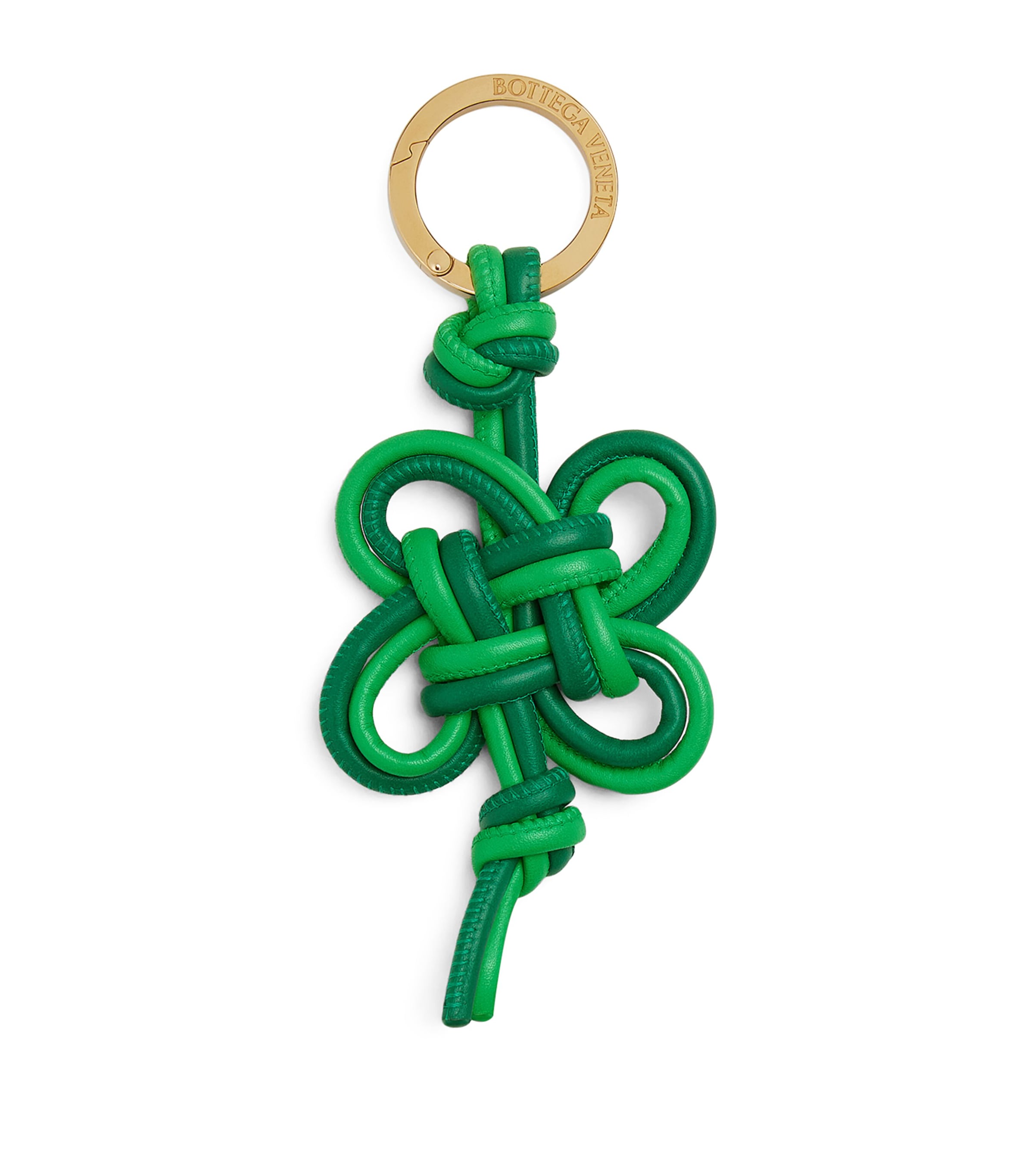 Bottega Veneta Green Leather Quadrifoglio Keyring | Harrods US