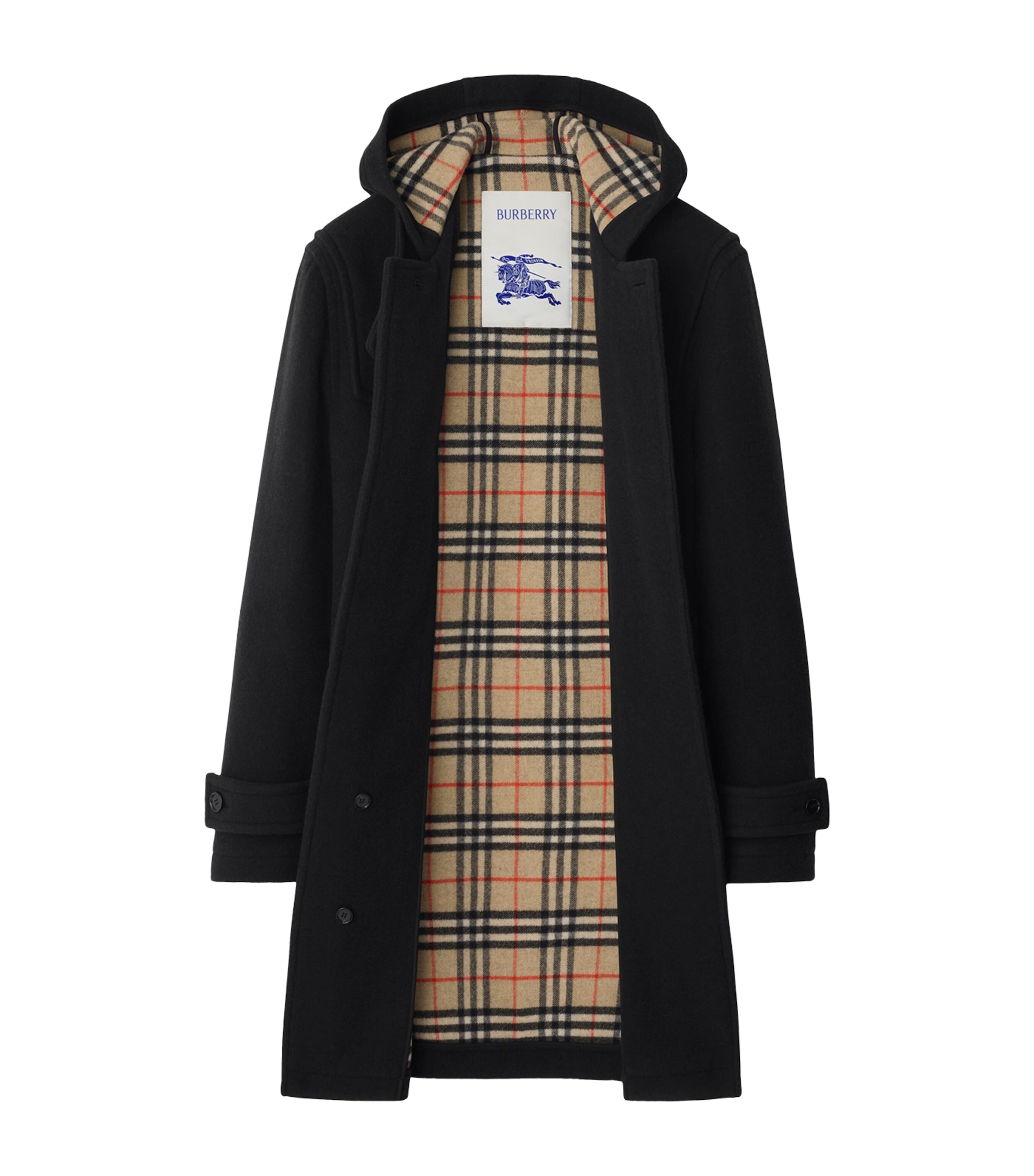 Burberry Black Wool Duffle Coat | Harrods US