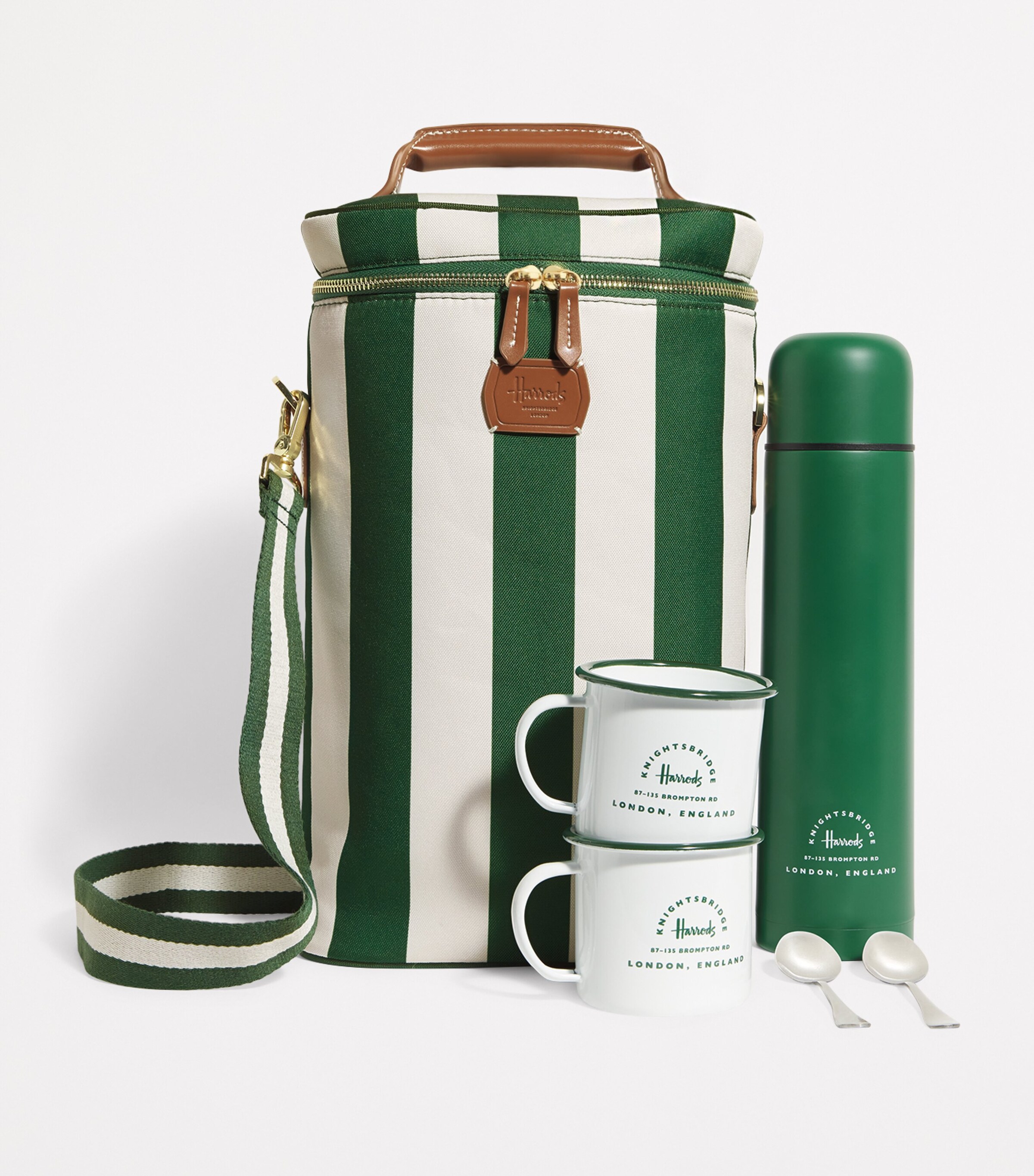 Harrods Green Striped Drinks Bag | Harrods US