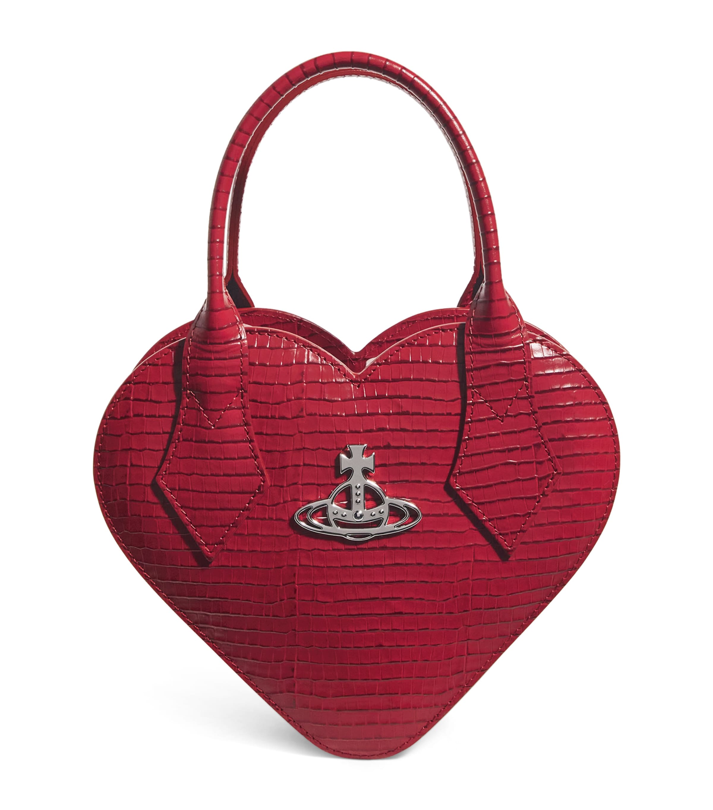 Vivienne Westwood Red Croc-Embossed Leather Josephine Heart Cross